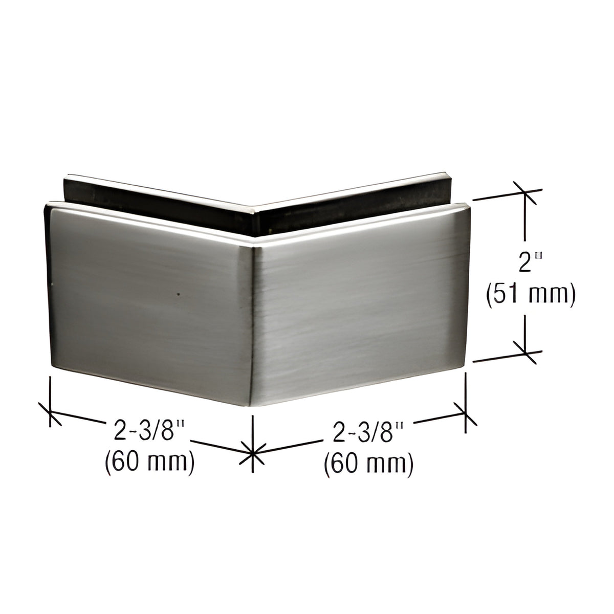 CRL Brushed Stainless 2-3/8" x 2" 135 Degree Outside Corner Mall Front Clamp