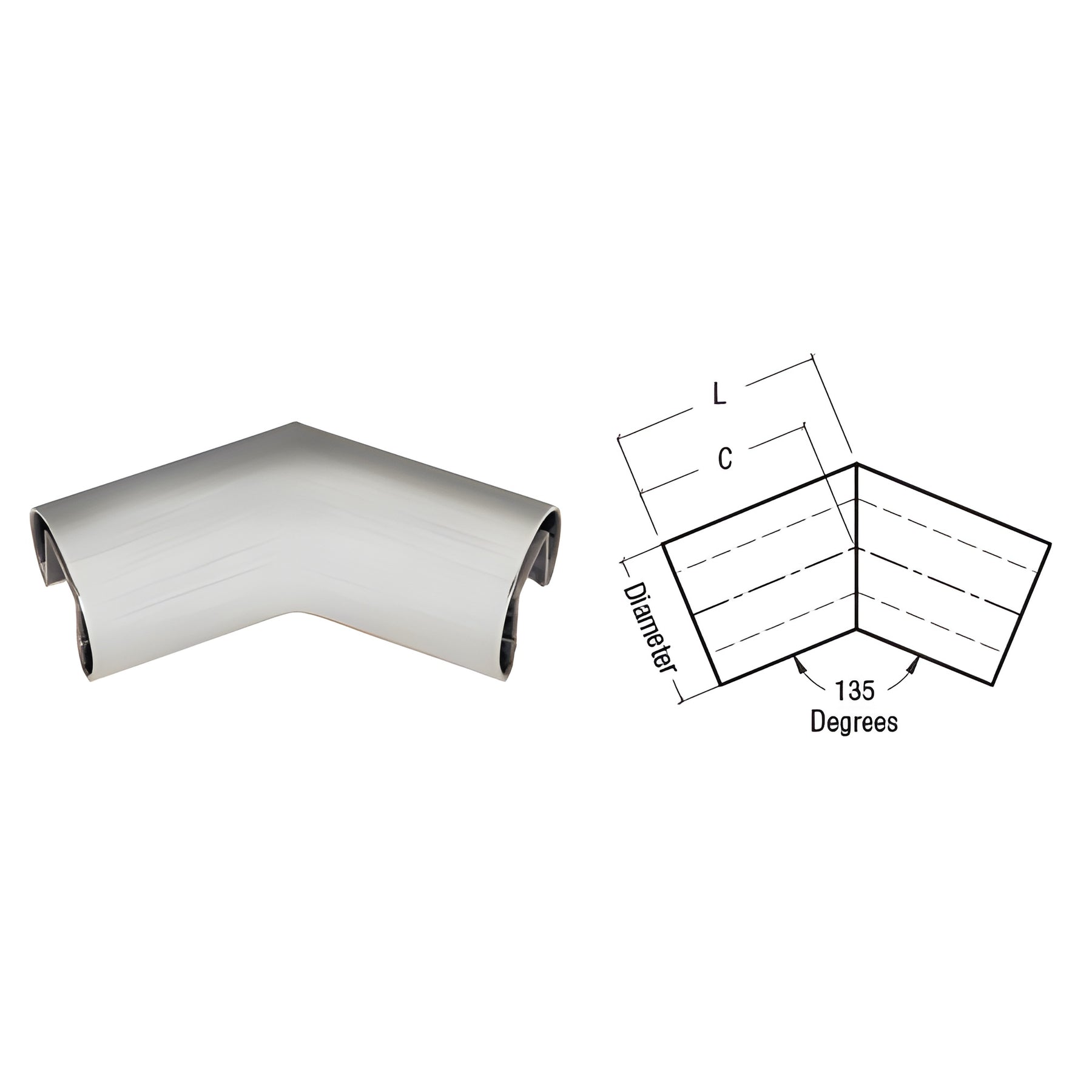 CRL Brushed Stainless 2" Diameter 135 Degree Horizontal Corner for 3/4" Glass Cap Railing