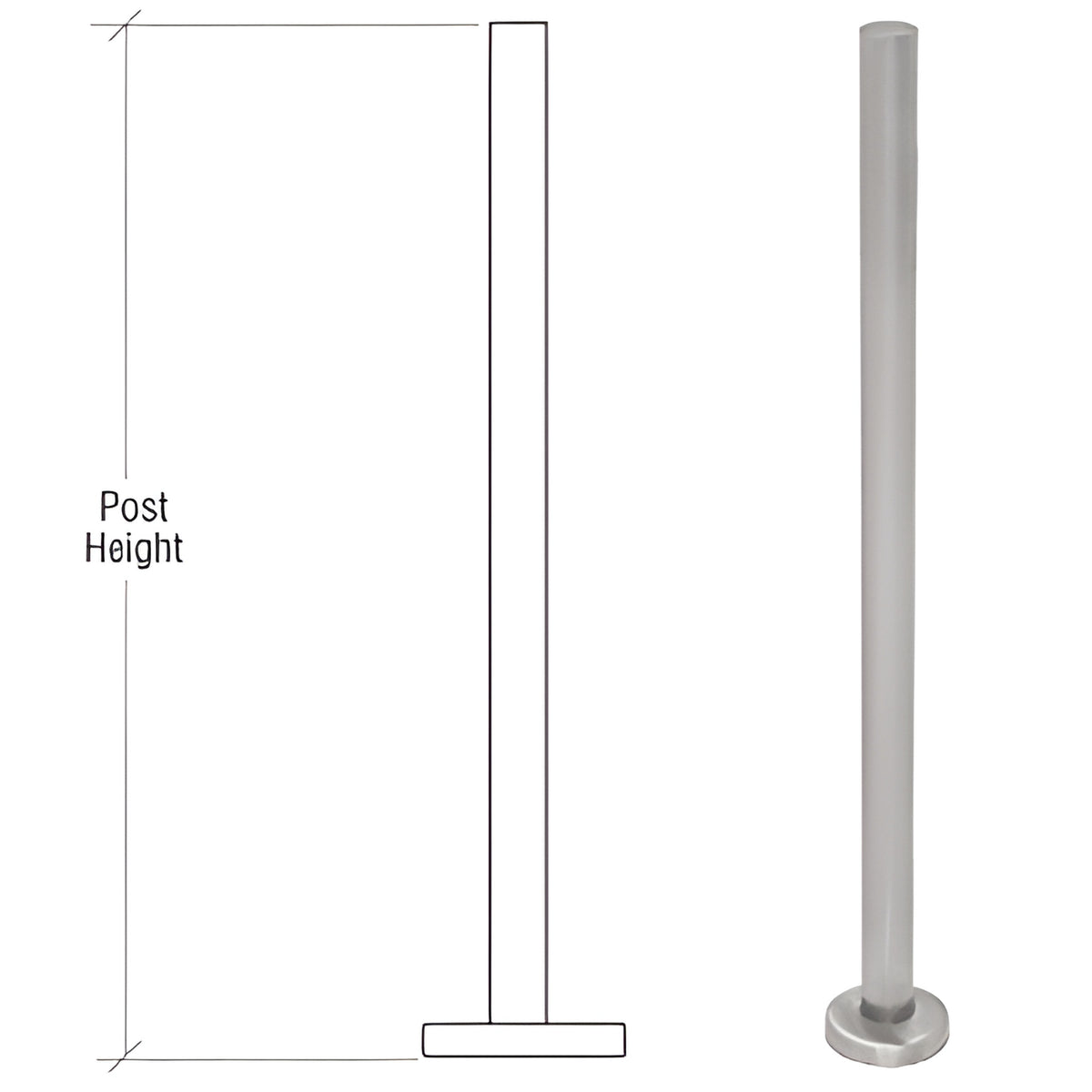 CRL Brushed Stainless 36" Steel Round Glass Clamp Blank Post Railing Kit