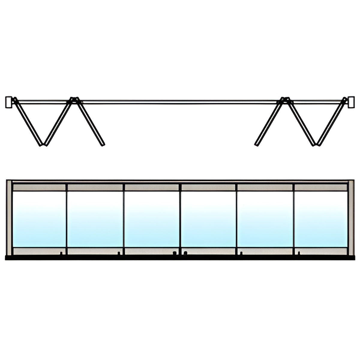 CRL Brushed Stainless 6-Panel Bipart Overhead Track Full Bi-Fold Door Configuration