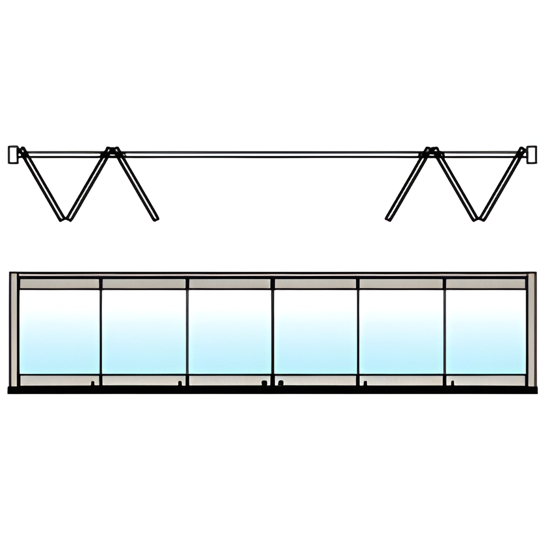 CRL Brushed Stainless 6-Panel Bipart Overhead Track Full Bi-Fold Door Configuration