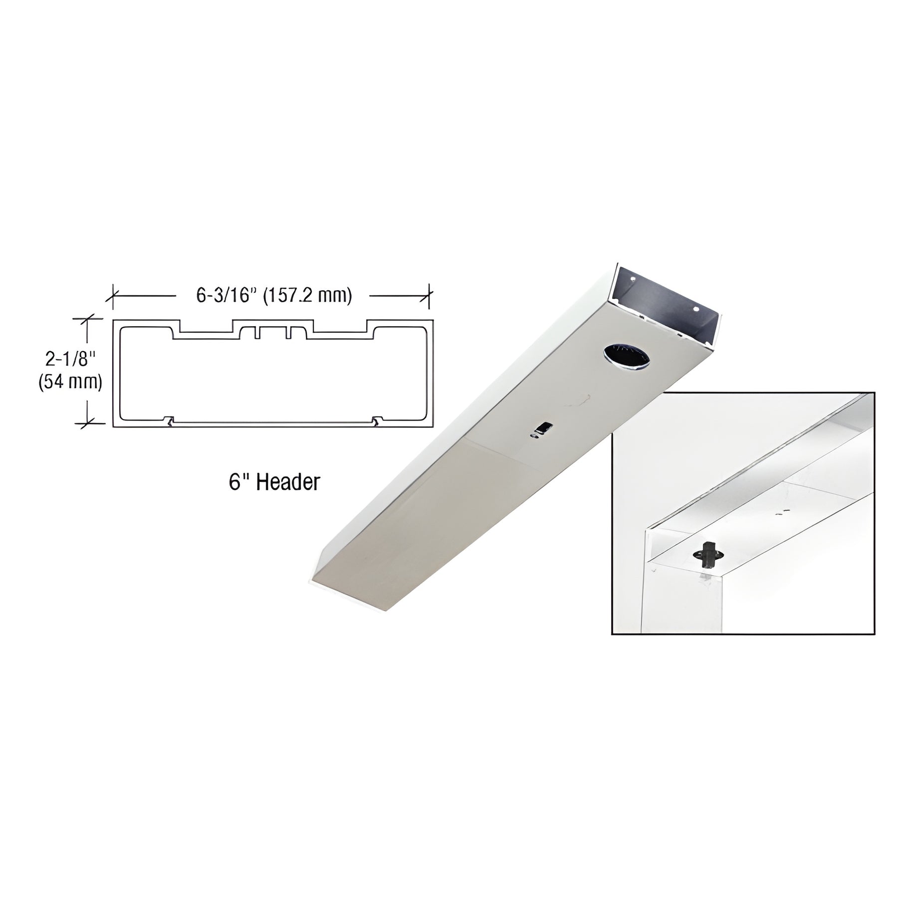 CRL Brushed Stainless 6" x 36" Single Door Header