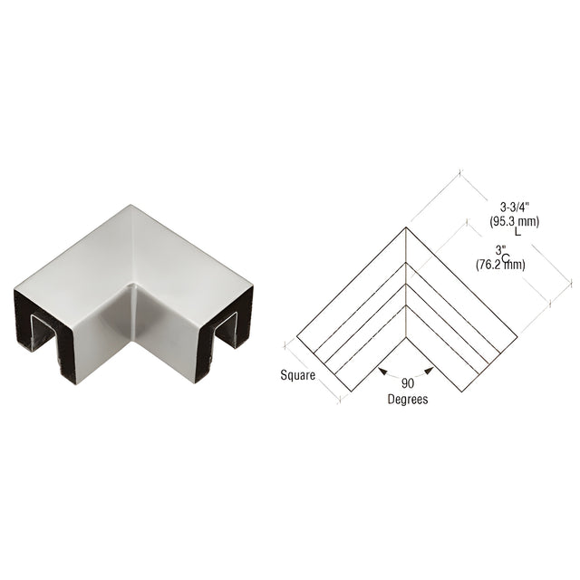 CRL Brushed Stainless 90 Degree Crisp Corner Square Cap Horizontal Corners