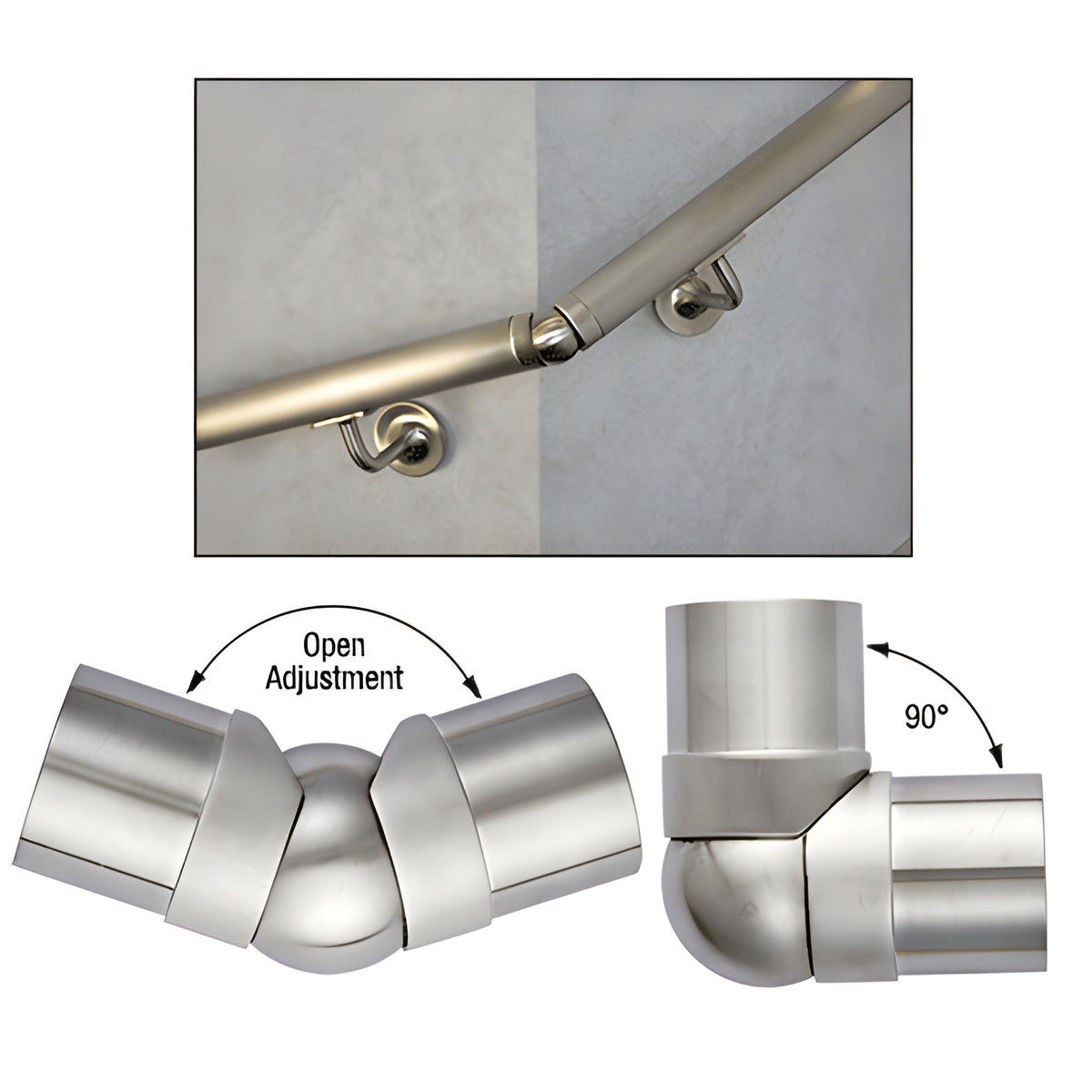 CRL Brushed Stainless Adjustable Corner for 2" Tubing