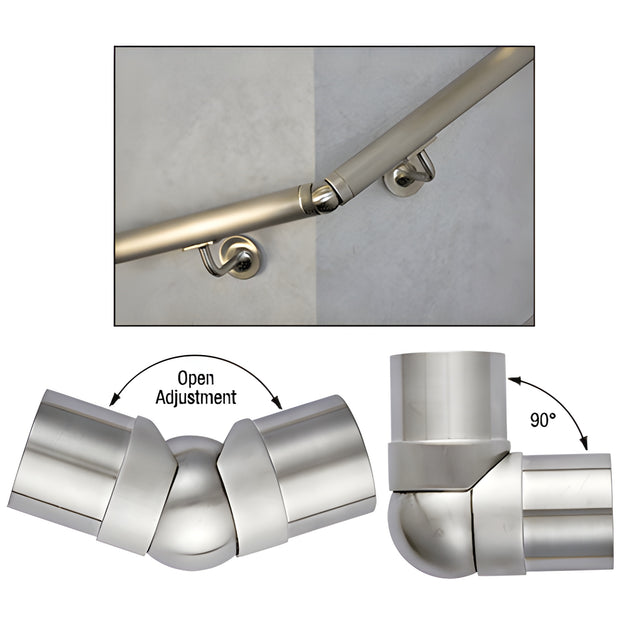 CRL Brushed Stainless Adjustable Corner for 2" Tubing