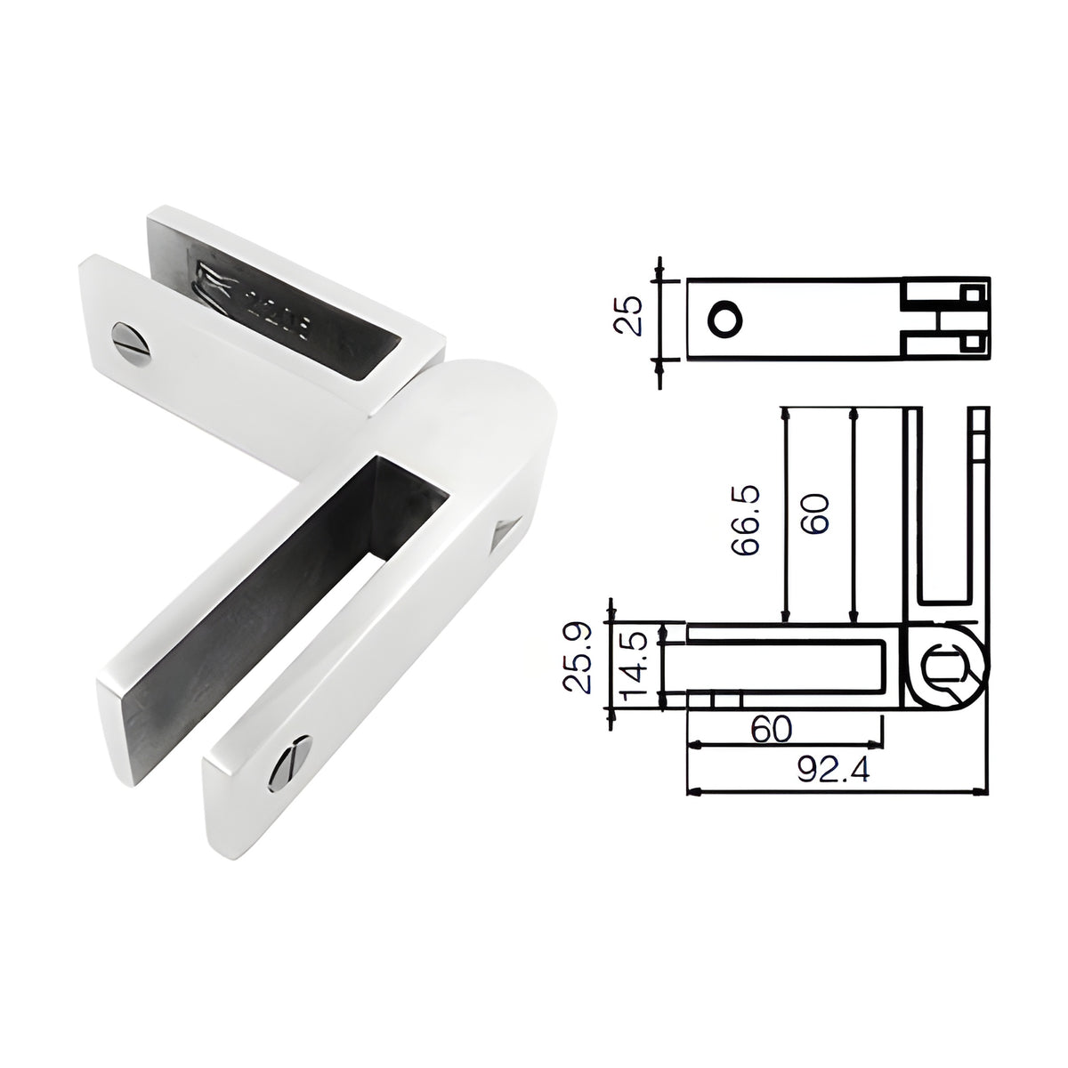 CRL Brushed Stainless Adjustable Glass-to-Glass Bracing Clamp