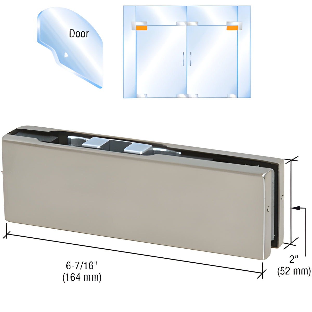 CRL Brushed Stainless Adjustable North American Top Door Patch Fitting
