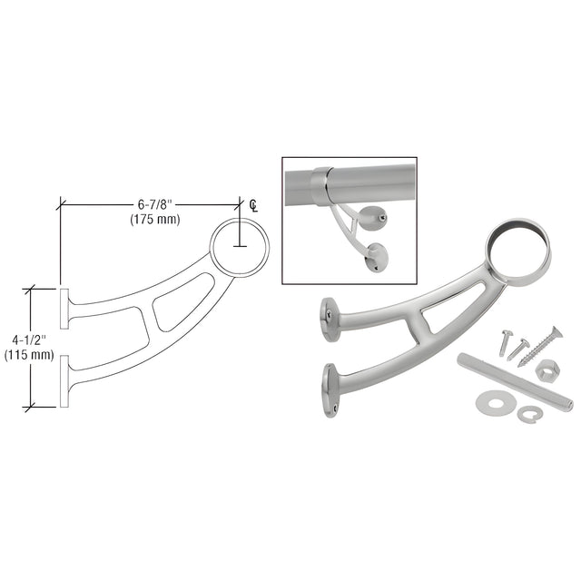 CRL Brushed Stainless Bar Foot Railing Bracket for 2" Tubing