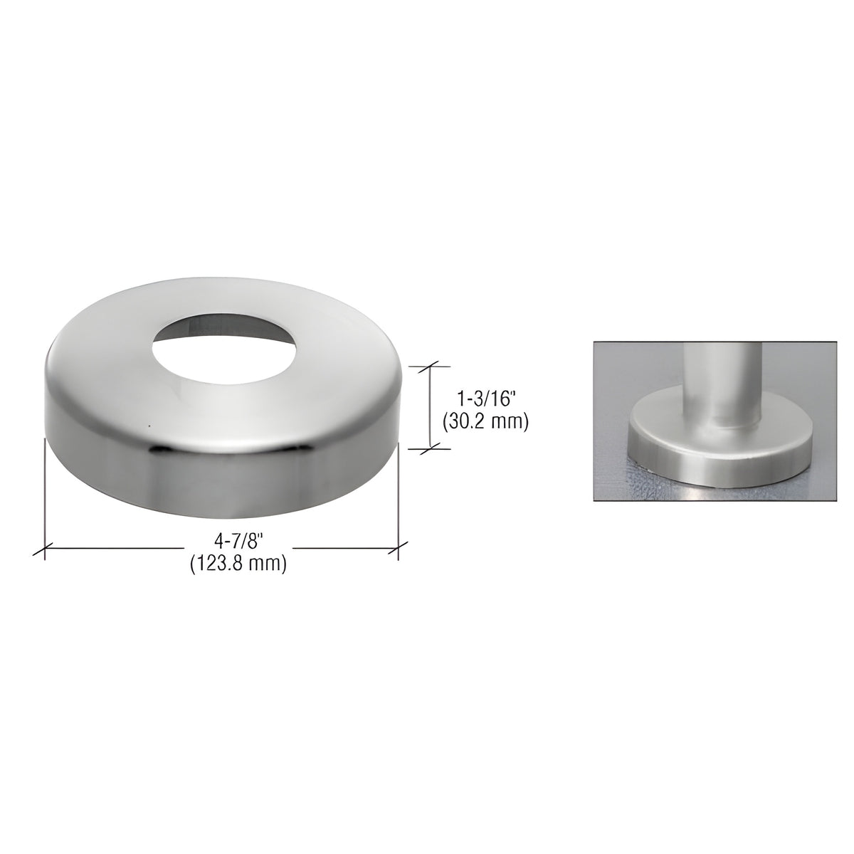 CRL Brushed Stainless Base Flange Cover for 1-1/4" Schedule 40 Pipe Rail
