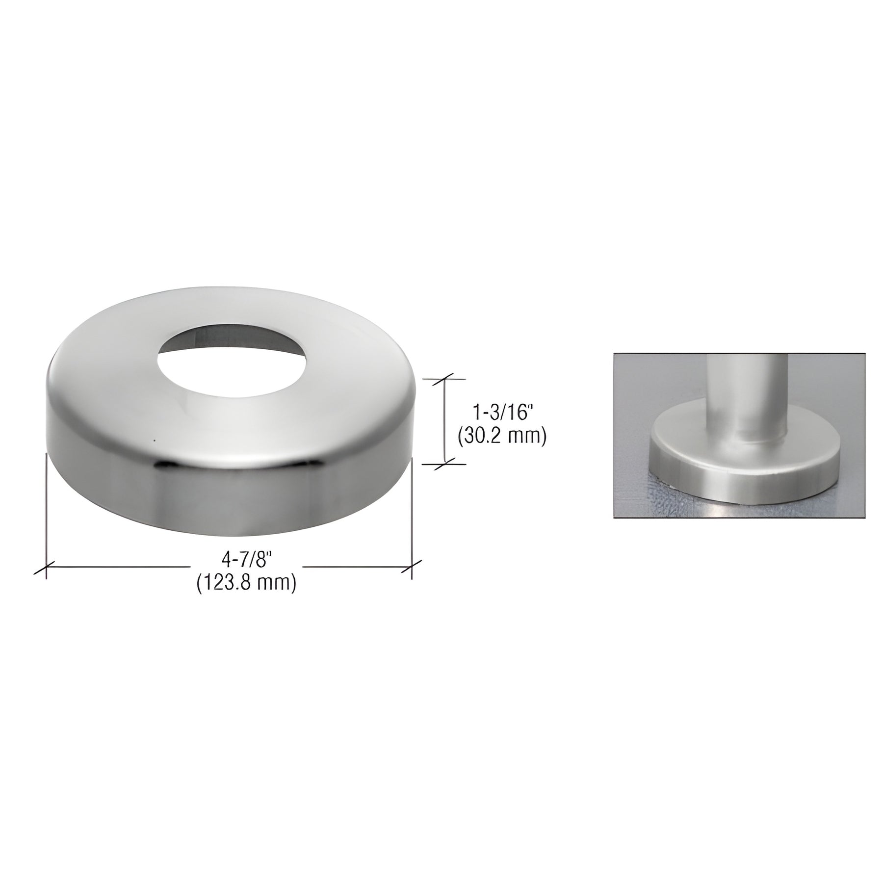CRL Brushed Stainless Base Flange Cover for 1-1/4" Schedule 40 Pipe Rail