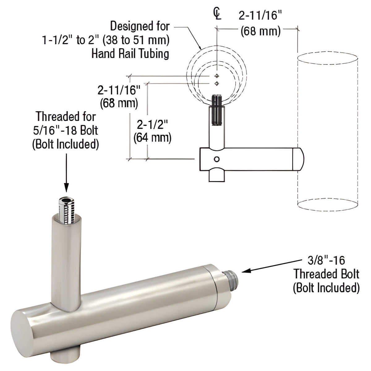 CRL Brushed Stainless Coastal Series Post Mounted Hand Rail Bracket