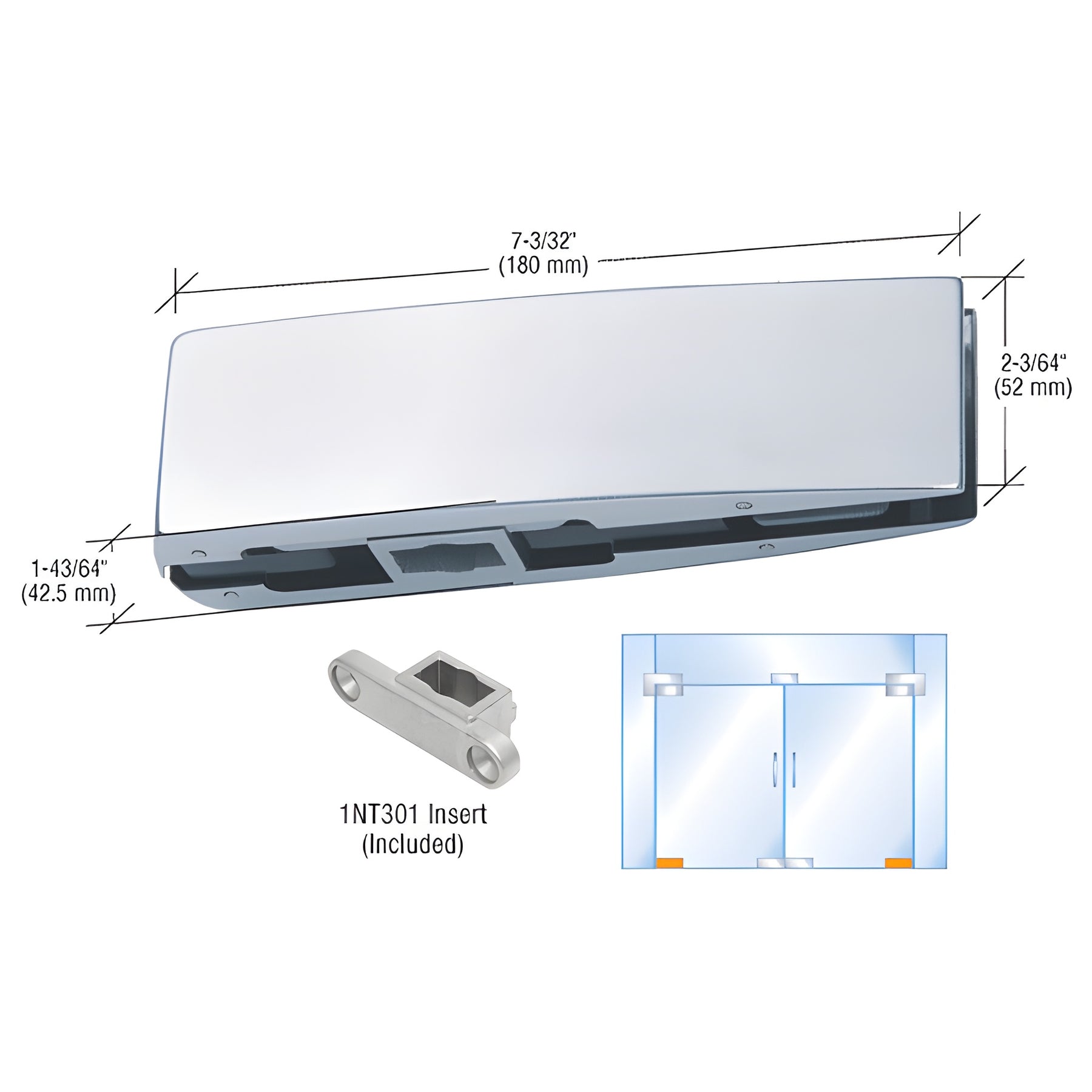 CRL Brushed Stainless Curved Bottom Door Patch with 1NT301 Insert