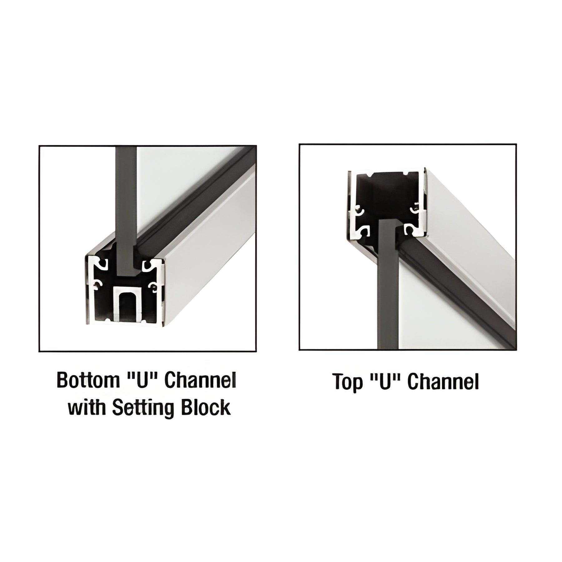 CRL Brushed Stainless Custom Length Steel U-Channel with Roll-In Top Load Gasket