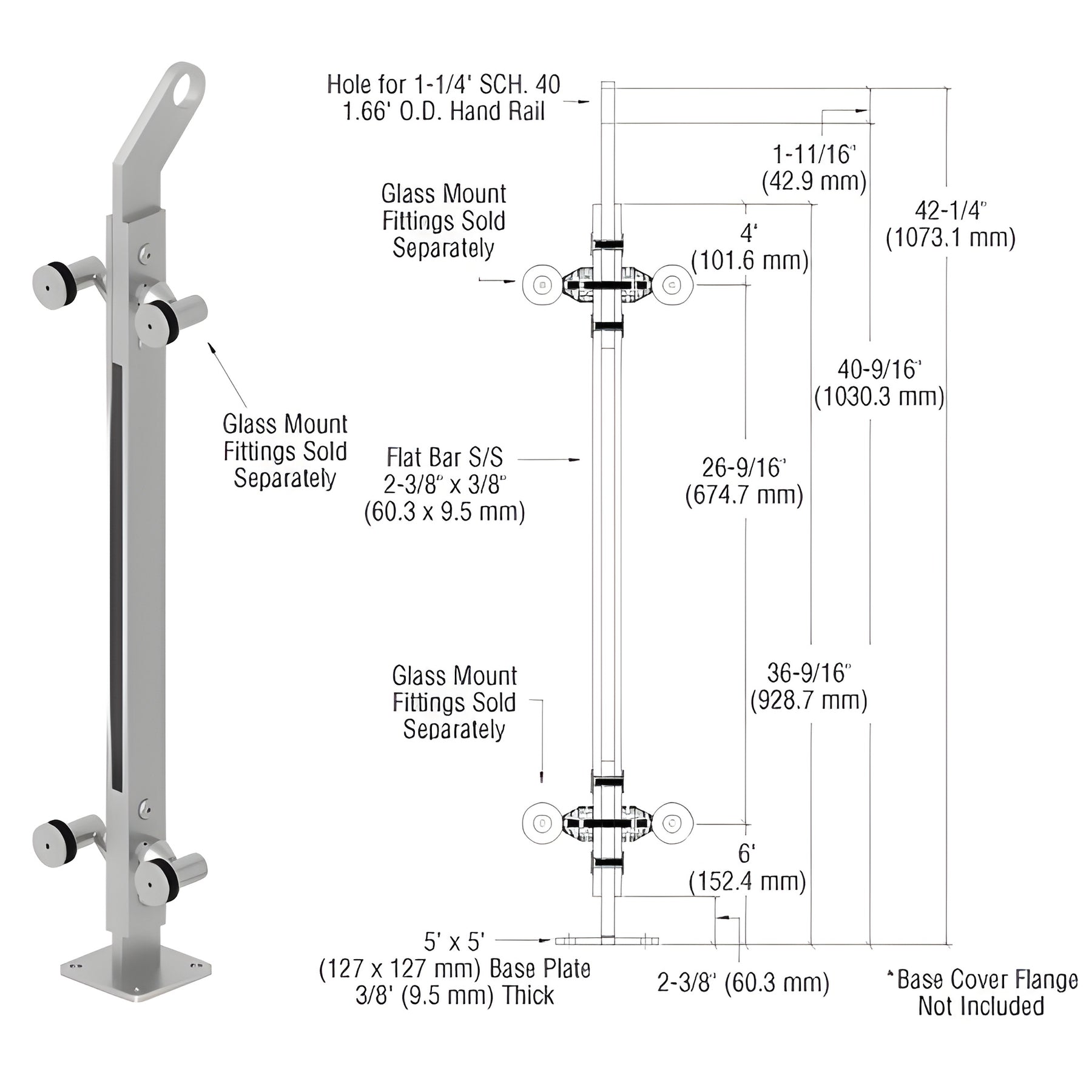 CRL Brushed Stainless Custom P2 Series 180 Degree Center Post Railing Kit