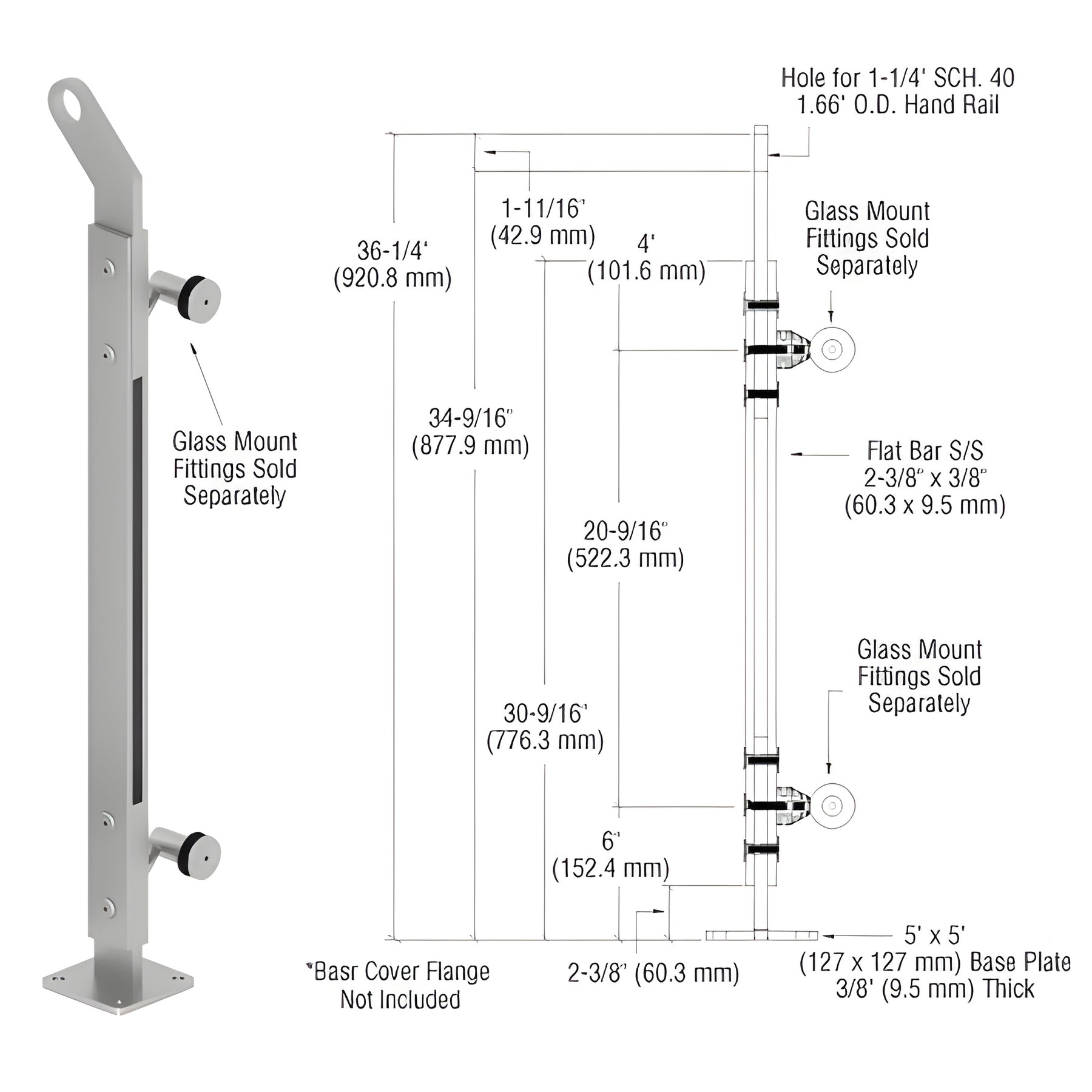 CRL Brushed Stainless Custom P2 Series Left Hand End Post Railing Kit