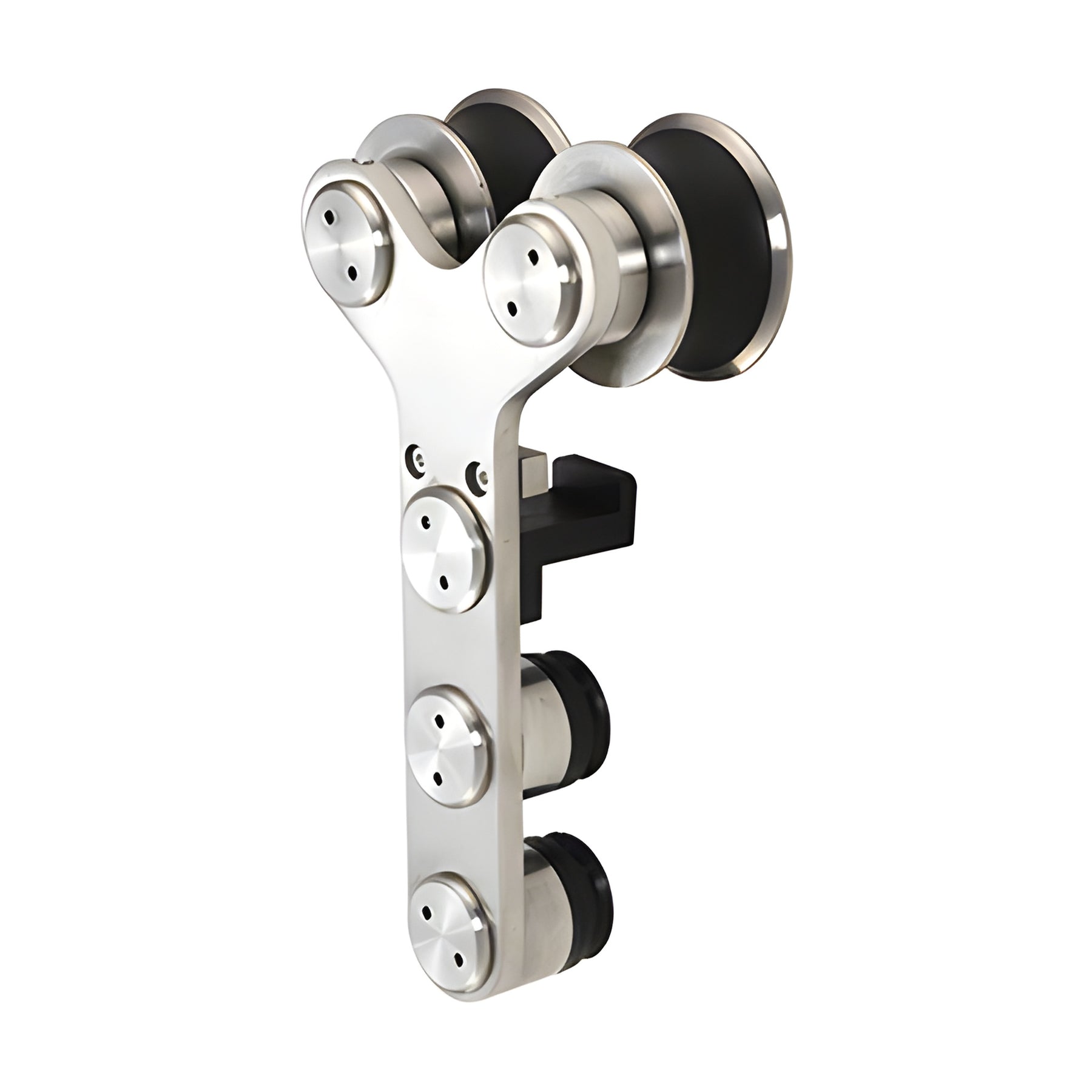CRL Brushed Stainless Double Roller Laguna Roller with Anti-lift and Soft Brake Bracket