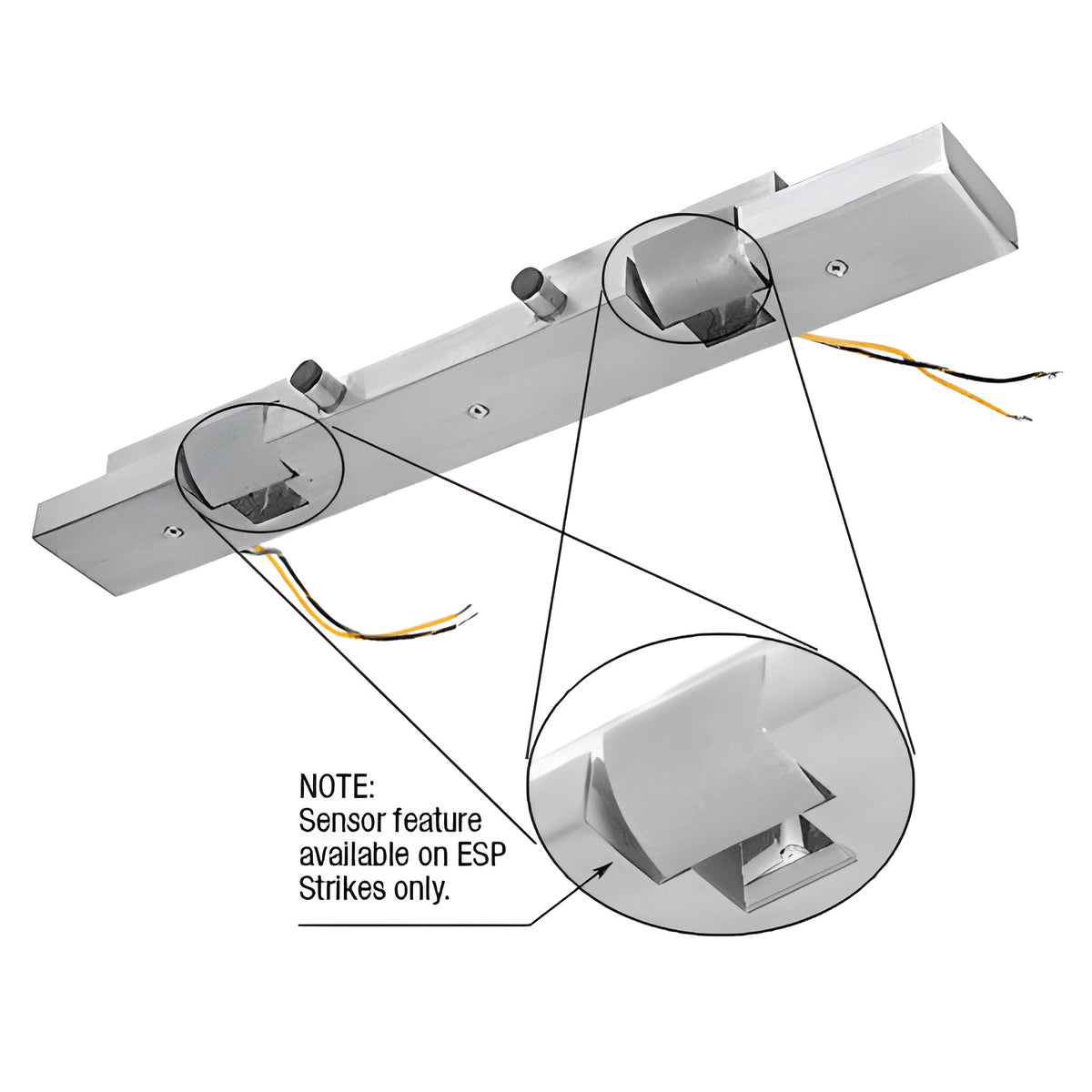 CRL Brushed Stainless Electric Strike Keeper for Double Doors- Fail Secure
