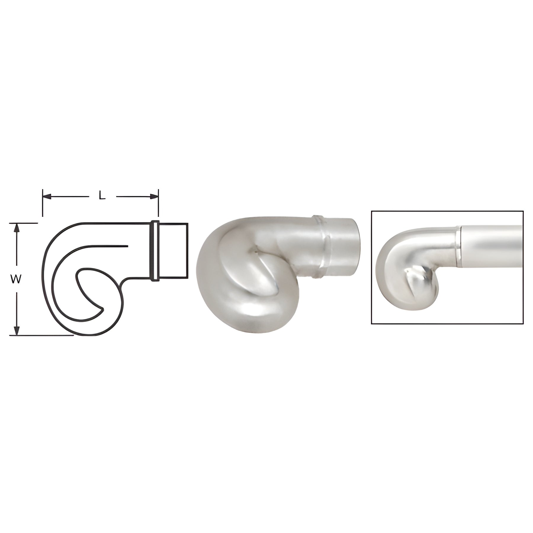CRL Brushed Stainless End Scroll for 2" Tubing