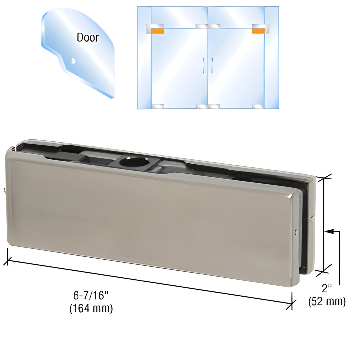 CRL Brushed Stainless European Top Door Patch Fitting with 1NT303 Insert