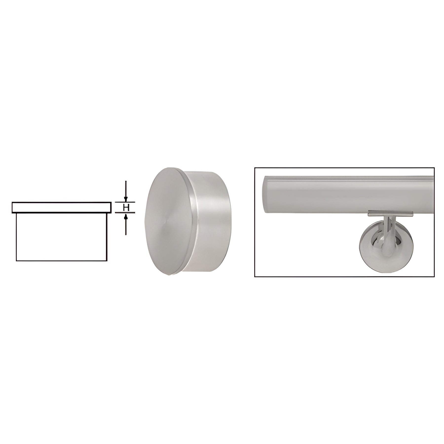 CRL Brushed Stainless Flat End Cap for 1" Round Tubing