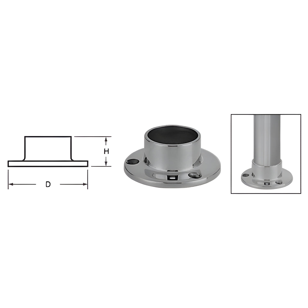 CRL Brushed Stainless Full Flange for 2" Tubing