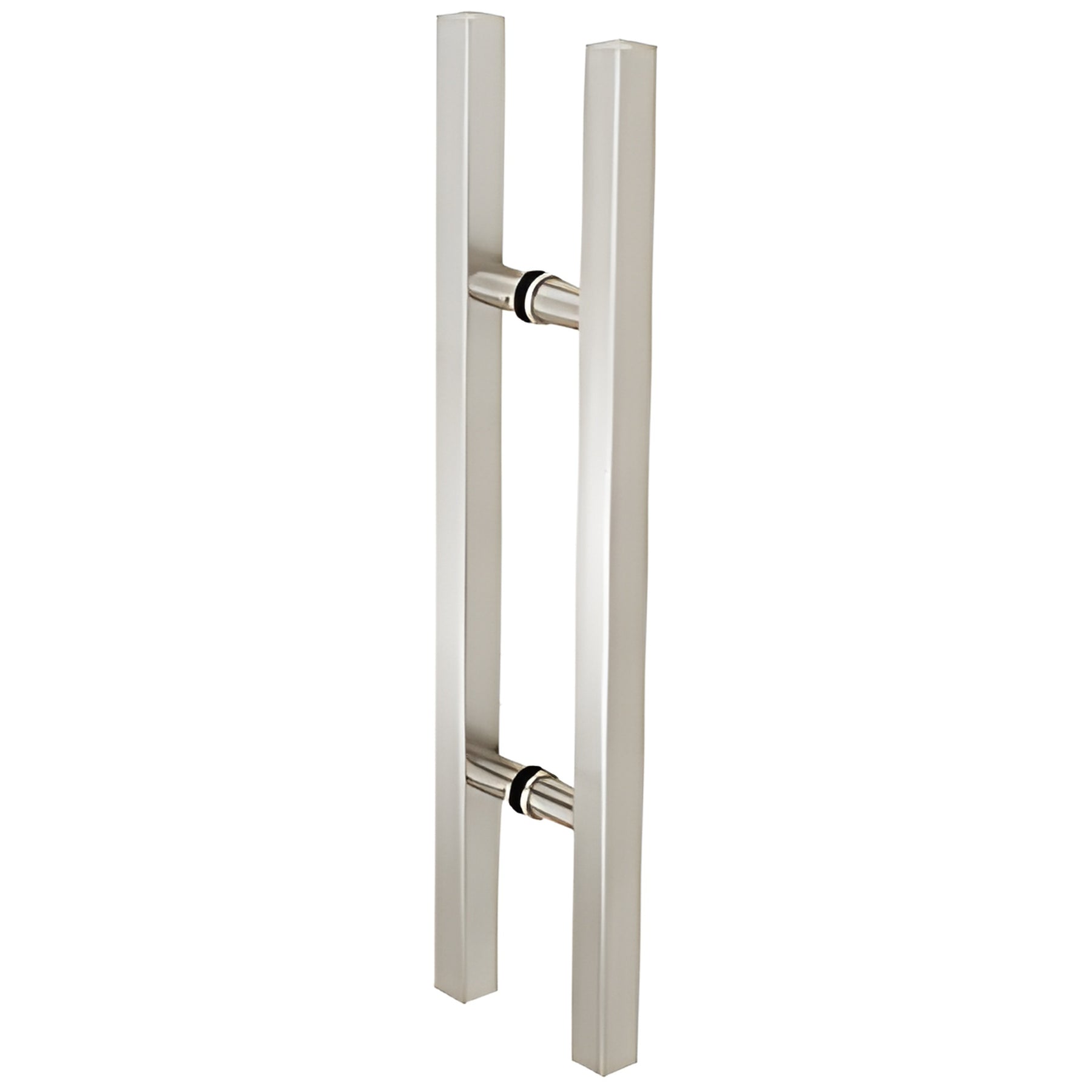 CRL Brushed Stainless Glass Mounted Square Ladder Style Pull Handle with Round Mounting Posts - 24" Overall Length