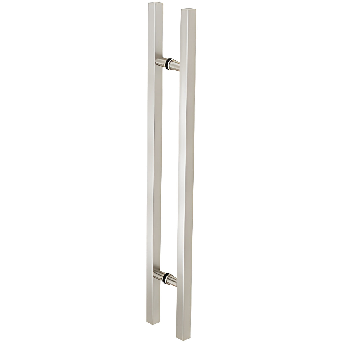 CRL Brushed Stainless Glass Mounted Square Ladder Style Pull Handle with Round Mounting Posts - 60" Overall Length
