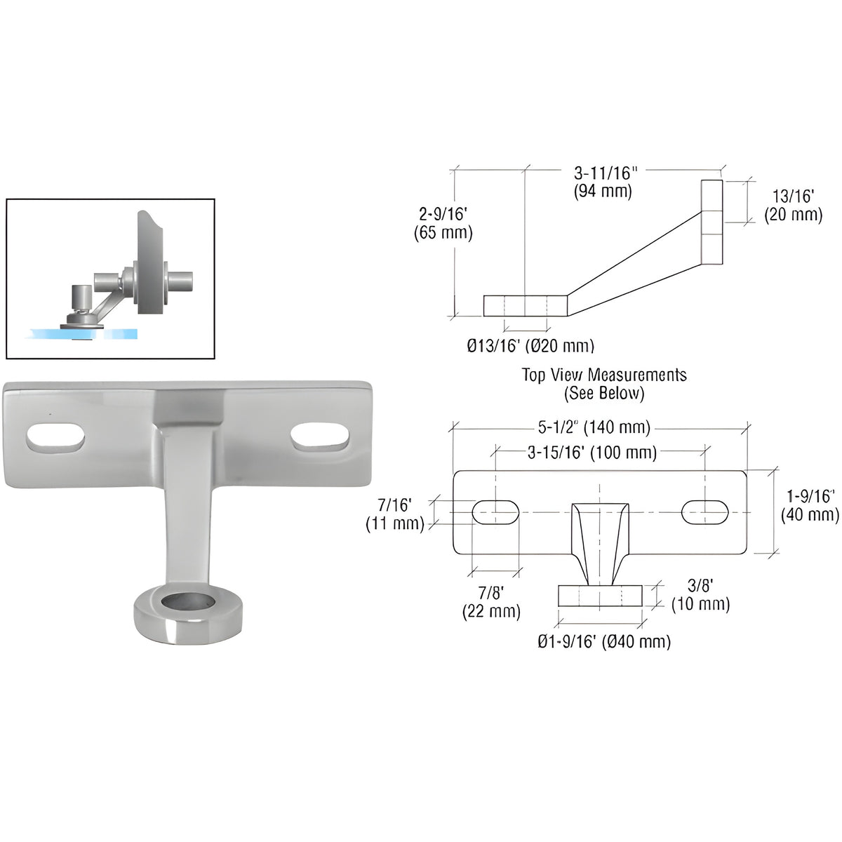 CRL Brushed Stainless Heavy-Duty Spider Fitting Single Arm Wall Mount Frame