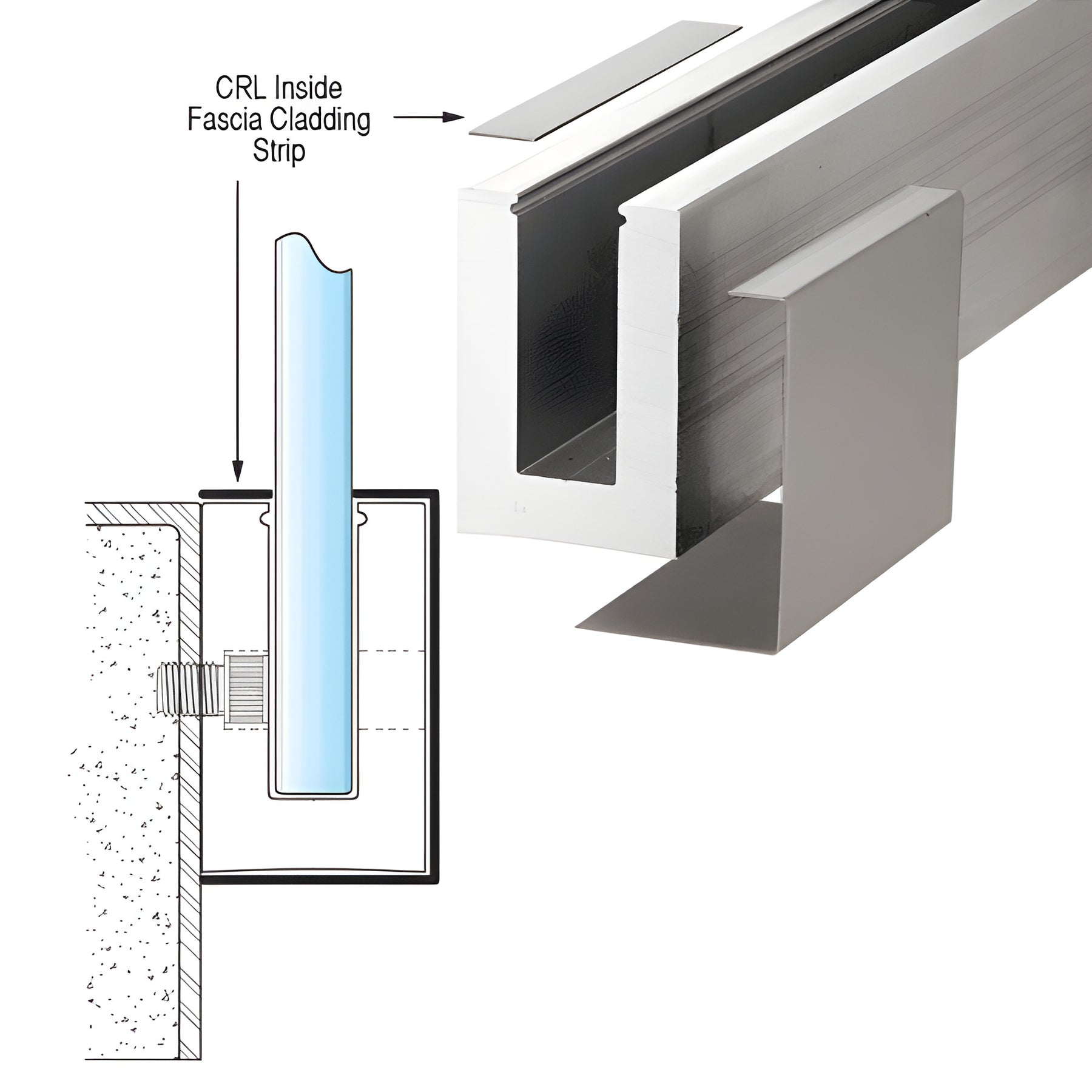 CRL Brushed Stainless Inside Fascia Cladding Strip 120" Long