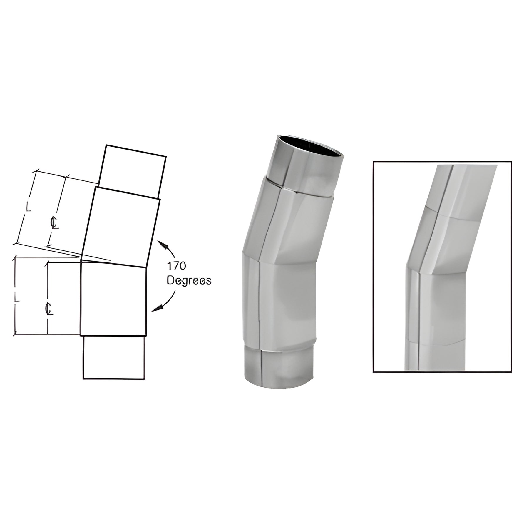 CRL Brushed Stainless Mitered Style 170 Degree Flush Angle