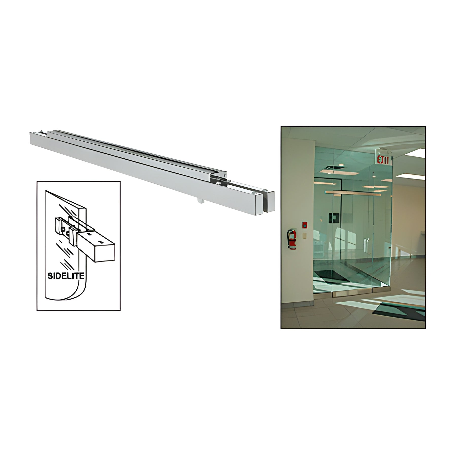 CRL Brushed Stainless Single Narrow Floating Header with Surface Mounted Top Pivots - Custom Length for 3/4" (19 mm) Glass