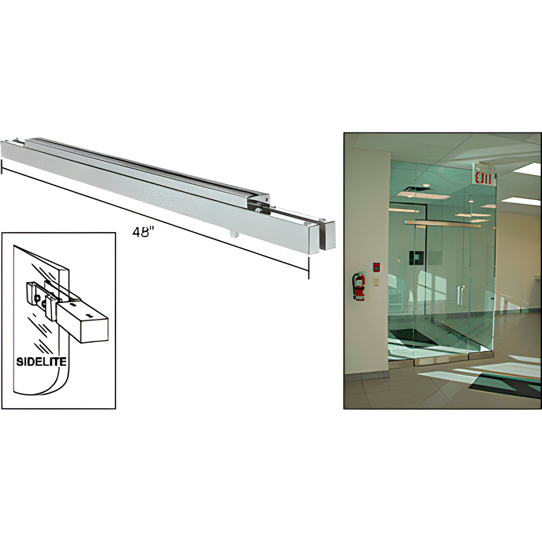 CRL Brushed Stainless Single Narrow Floating Header with Surface Mounted Top Pivots - for 36" Wide Opening