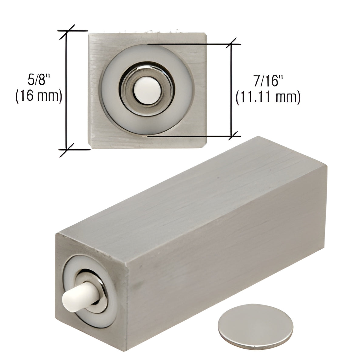 CRL Brushed Stainless Square UV Pushbutton Magnetic Latch