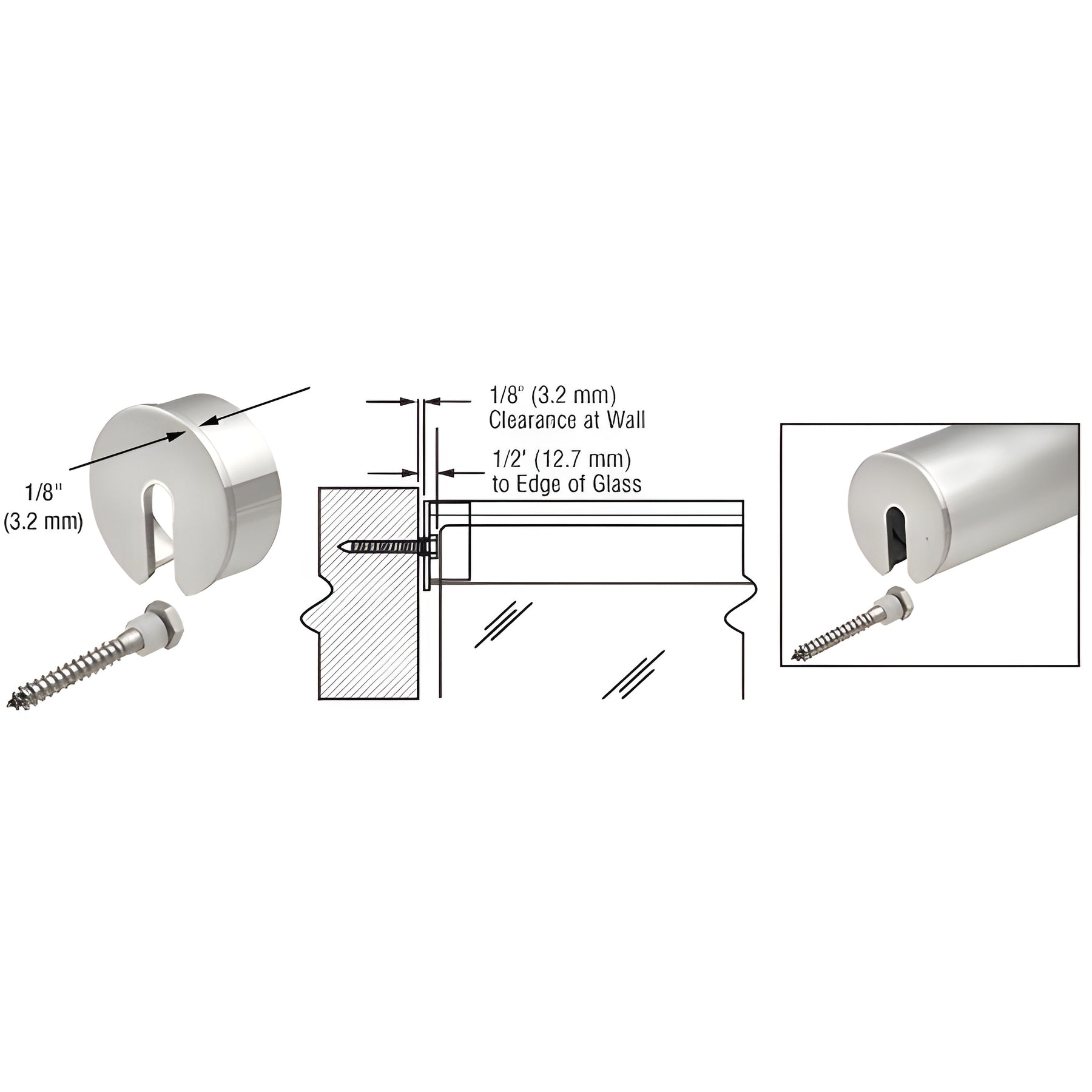 CRL Brushed Stainless Stabilizing End Cap for 3" Cap Railing