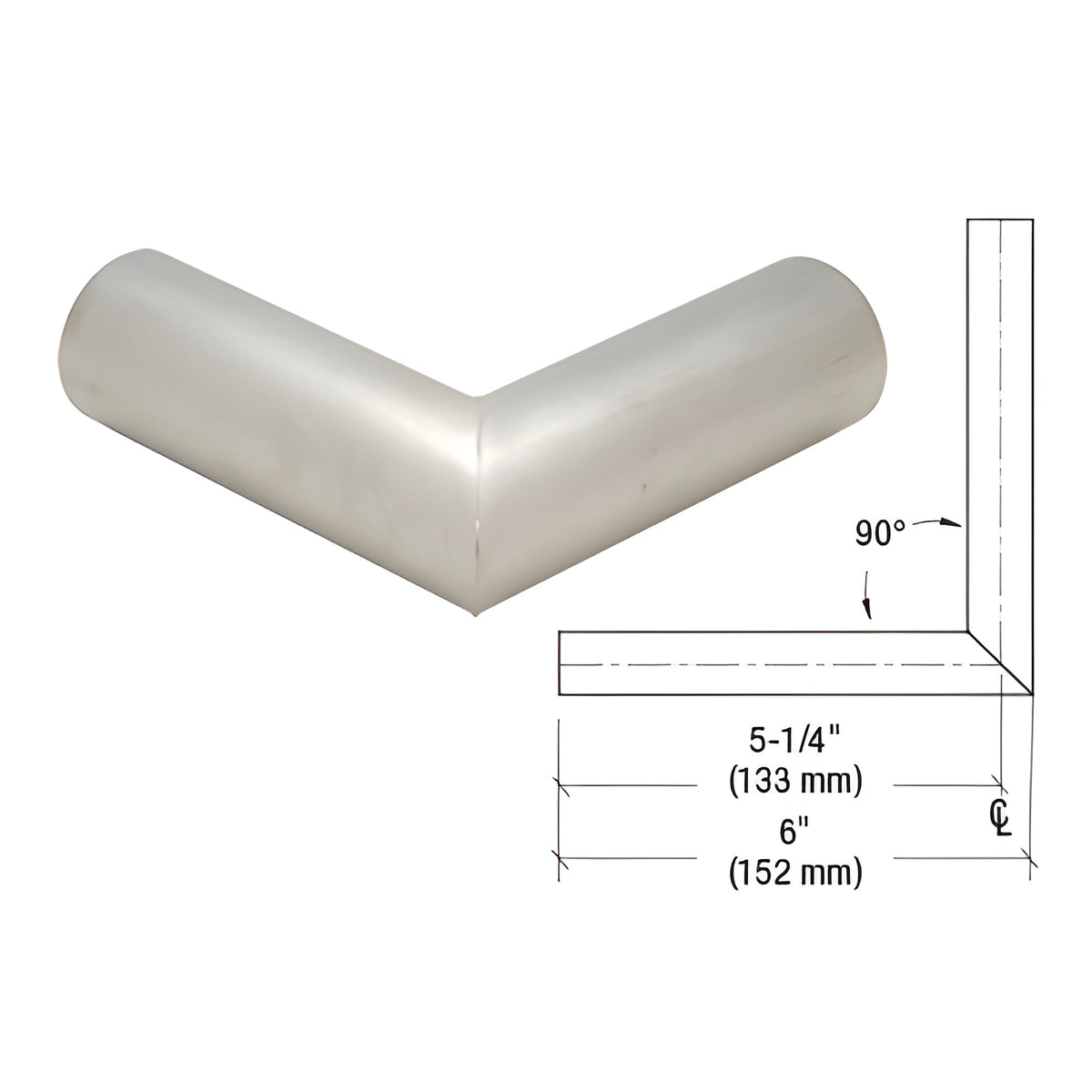 CRL Brushed Stainless Steel 1-1/2" Schedule 40 - 90 Degree Corner