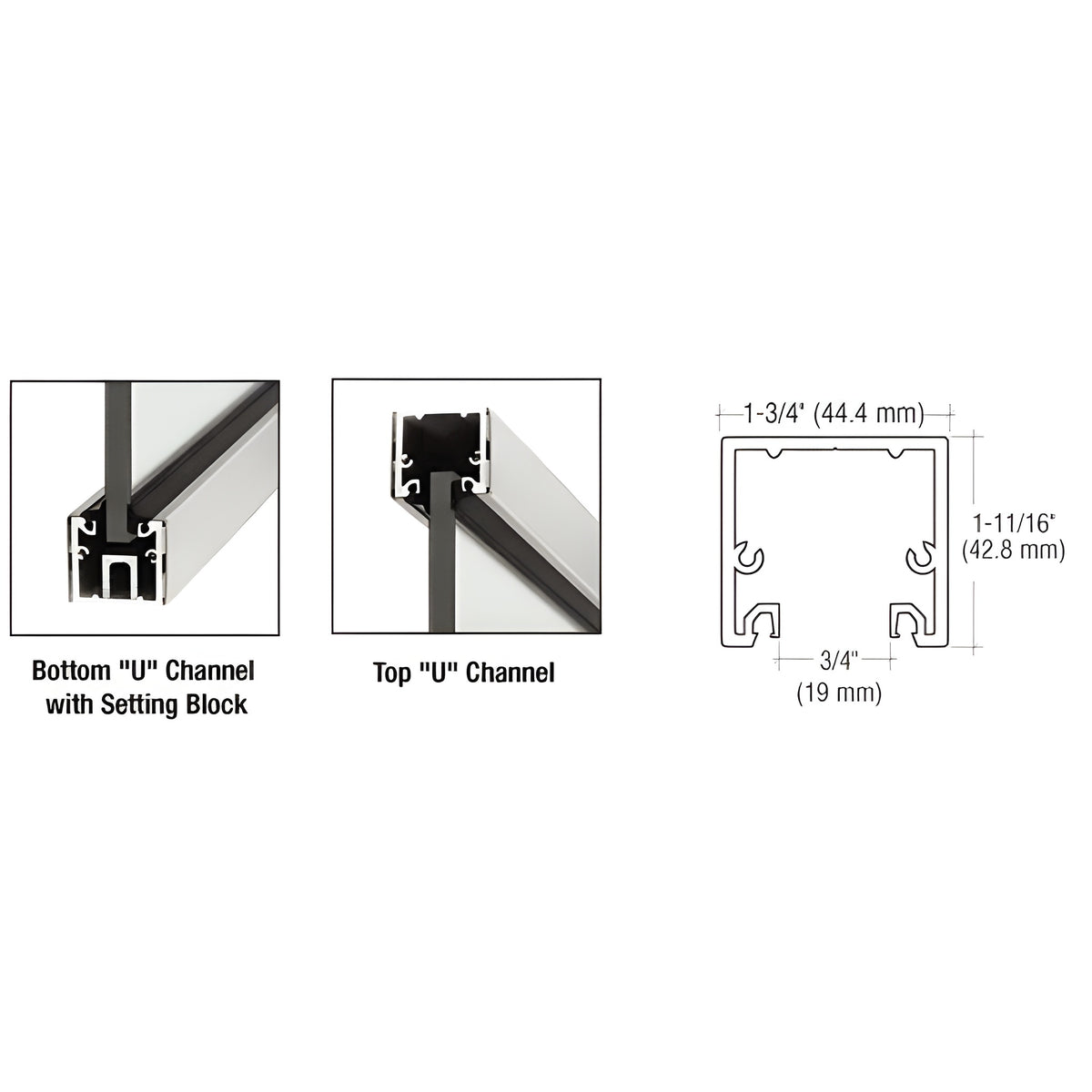 CRL Brushed Stainless Steel 120" U-Channel with Roll-In Top Load Gasket