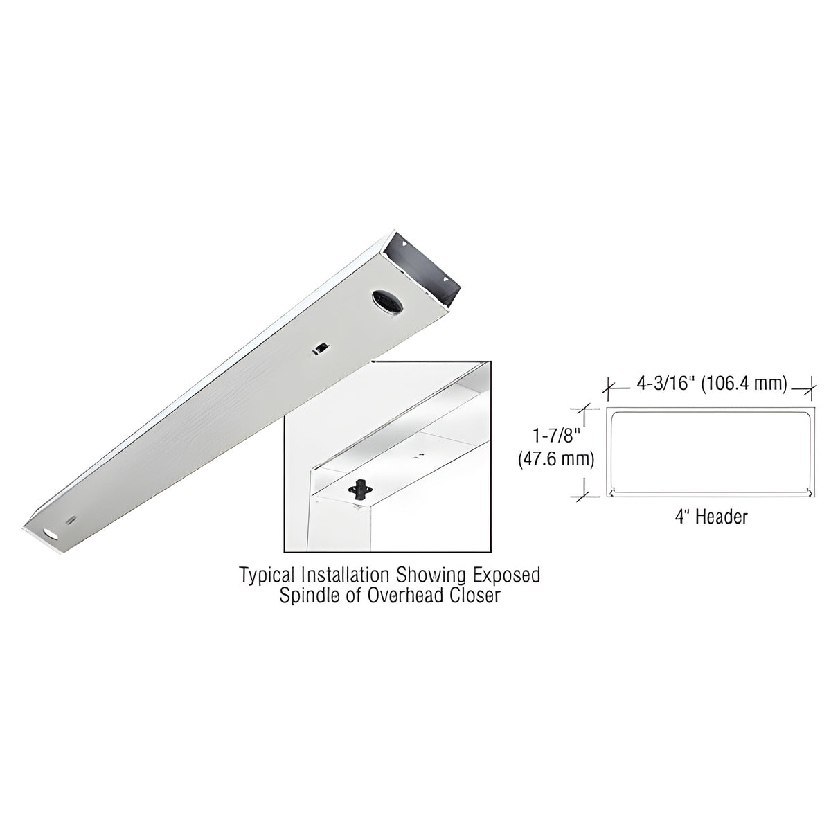 CRL Brushed Stainless Steel 4" x 72" Double Door Header