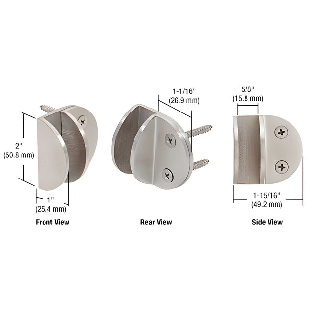 CRL Brushed Stainless Wall Mount Round Mall Front Clamp