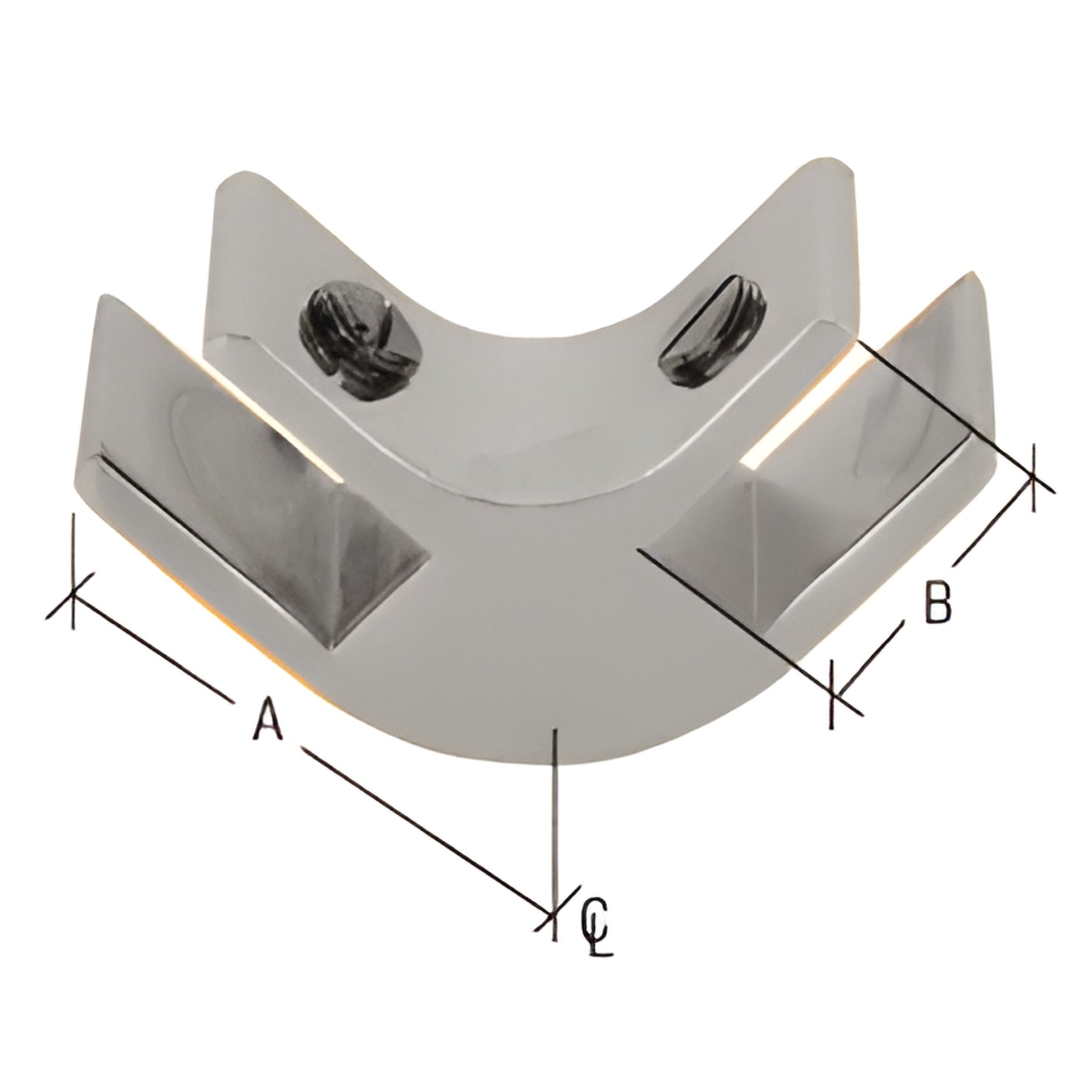 CRL Chrome 1-1/2" Long 2-Way 90 Degree Deluxe Glass Furniture Connector for 1/2" Glass