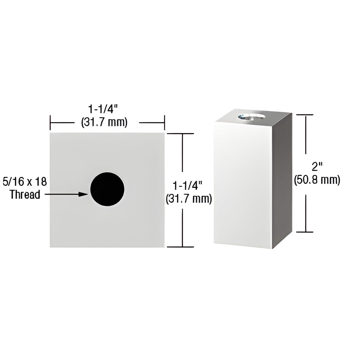 CRL Chrome 1-1/4" Square Standoff Base 2" in Length