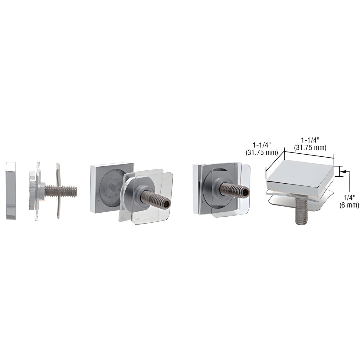 CRL Chrome 1-1/4" Square Standoff Cap