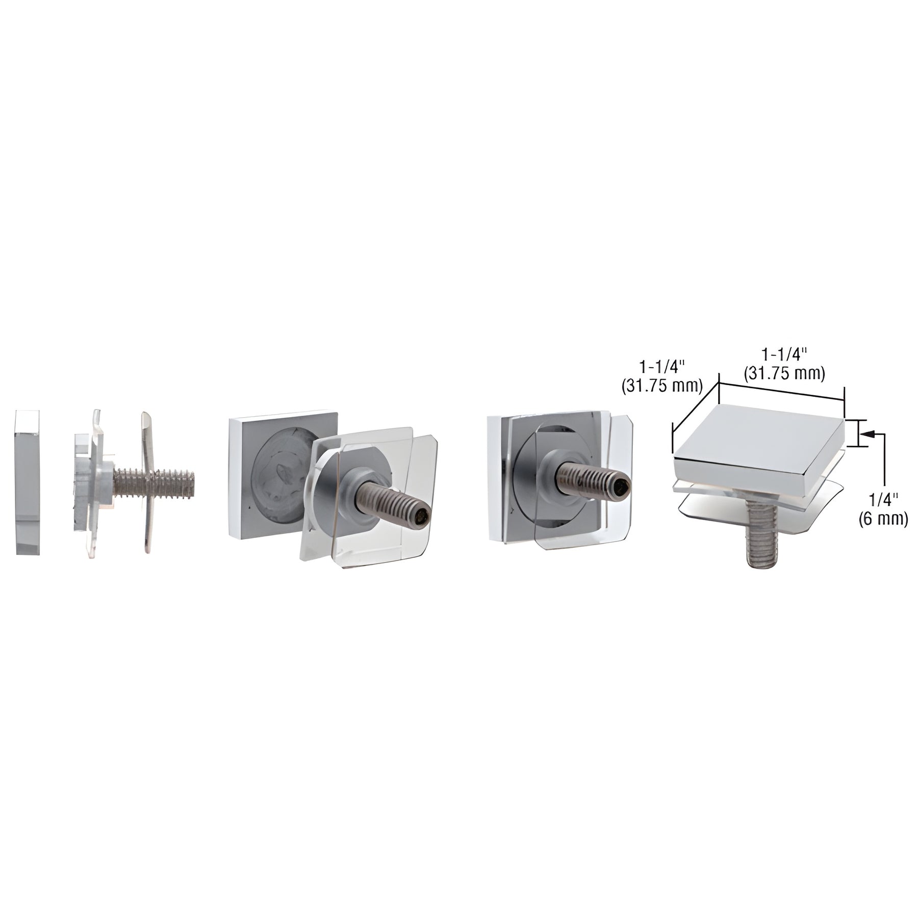 CRL Chrome 1-1/4" Square Standoff Cap