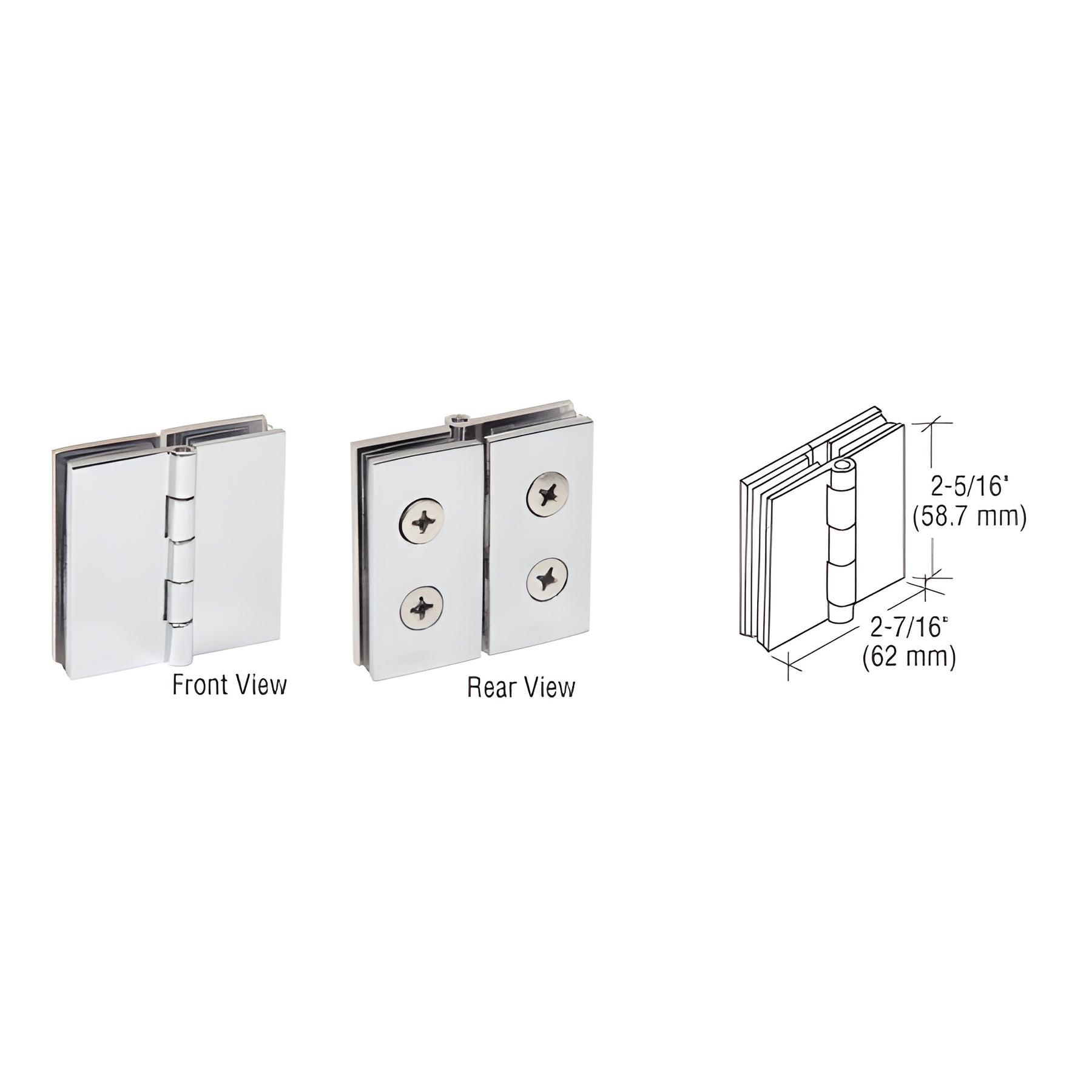 CRL Chrome 180 Degree Glass-to-Glass Hinge