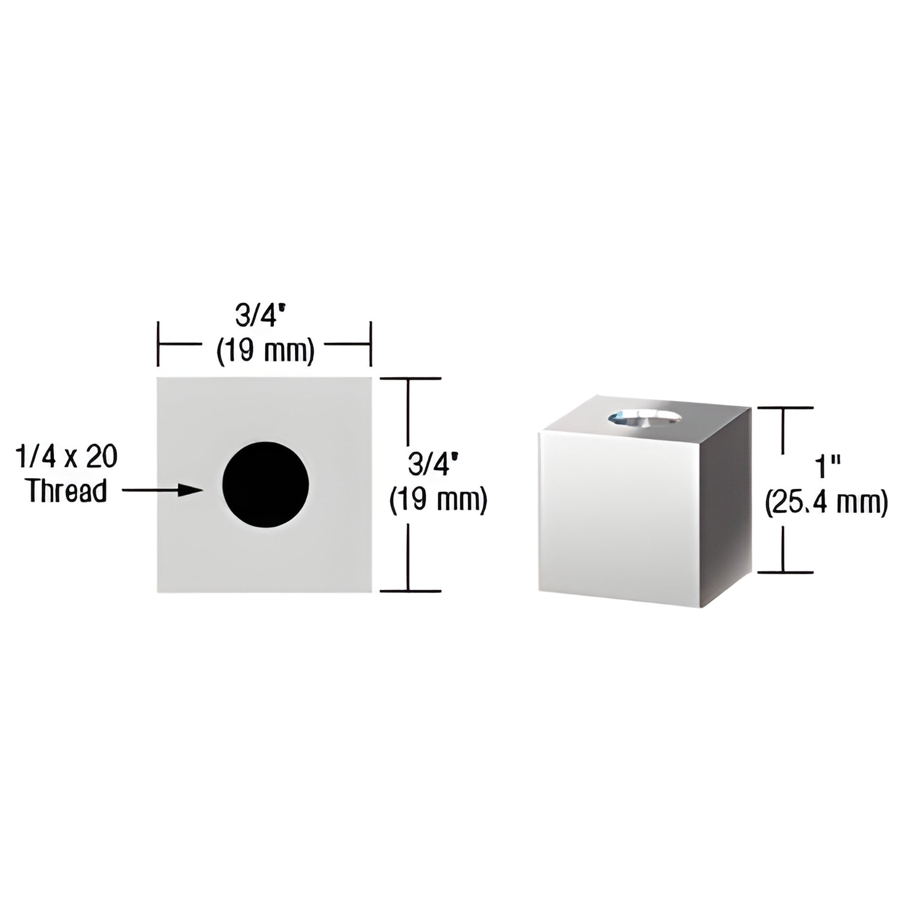 CRL Chrome 3/4" Square Standoff Base 1" Long