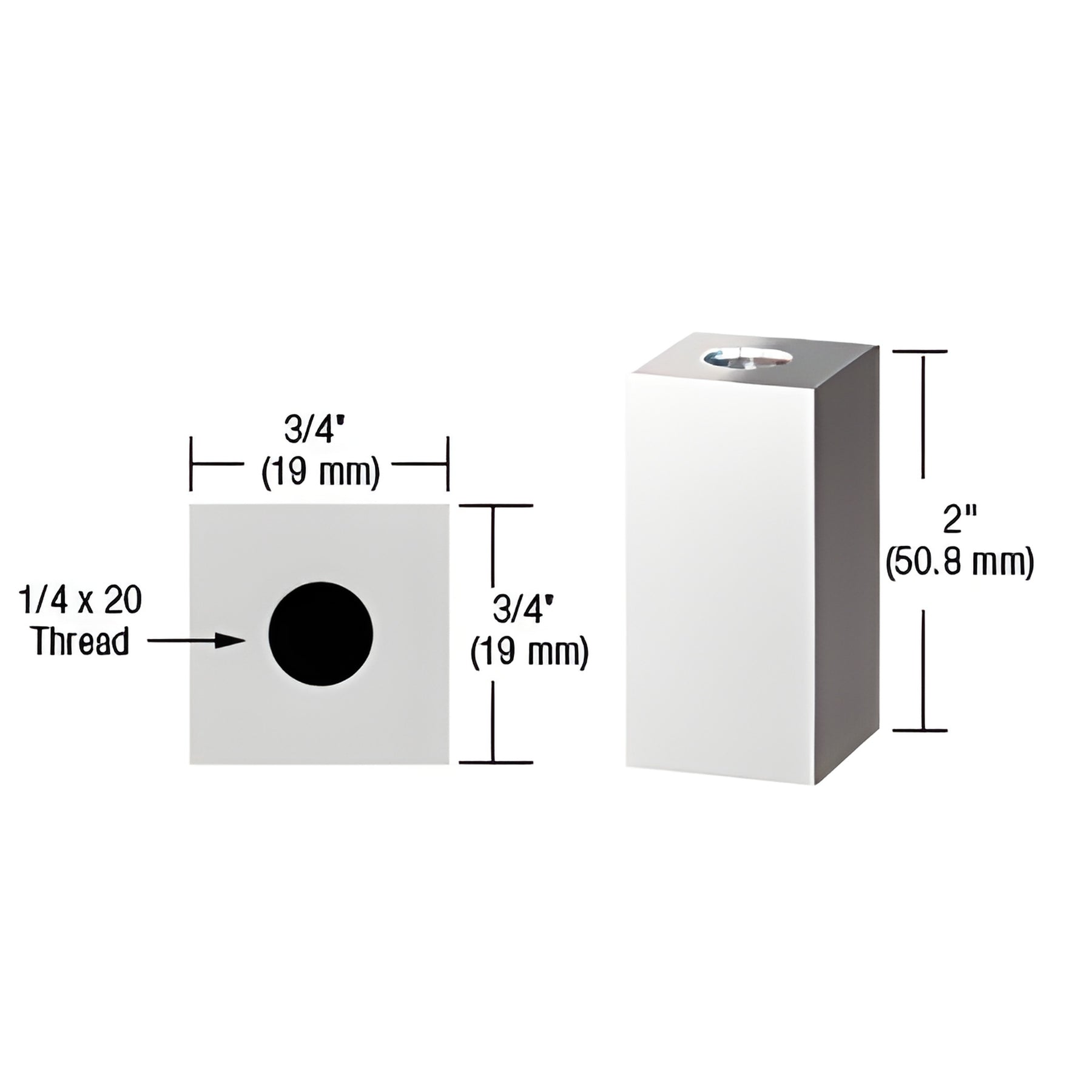 CRL Chrome 3/4" Square Standoff Base 2" Long
