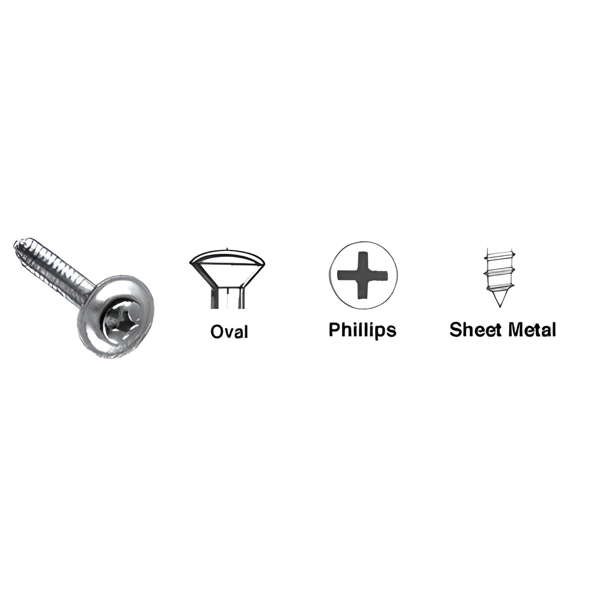CRL Chrome 8 x 1" Oval Head Phillips Sheet Metal Screws With Countersunk Washers