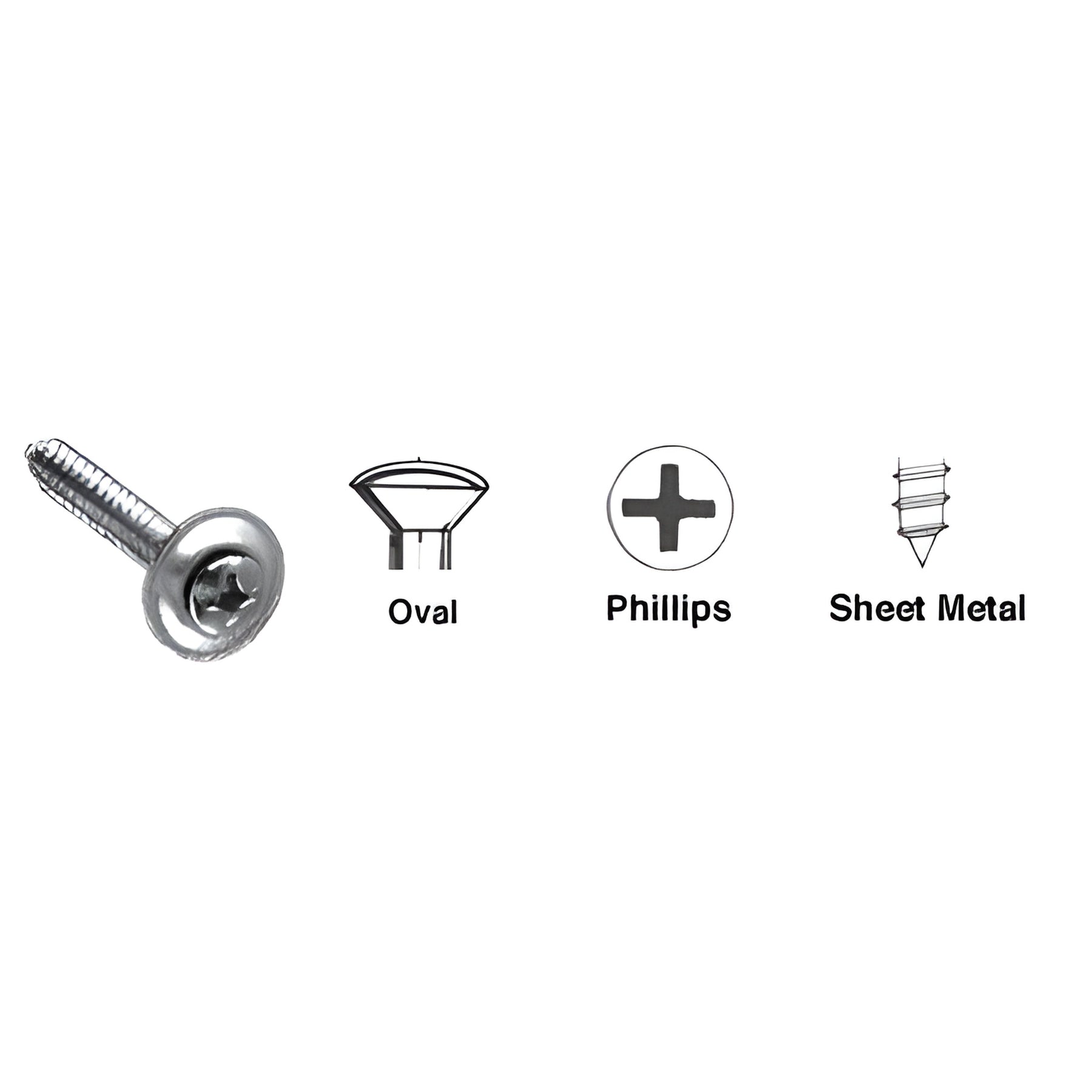 CRL Chrome 8 x 1" Oval Head Phillips Sheet Metal Screws With Countersunk Washers