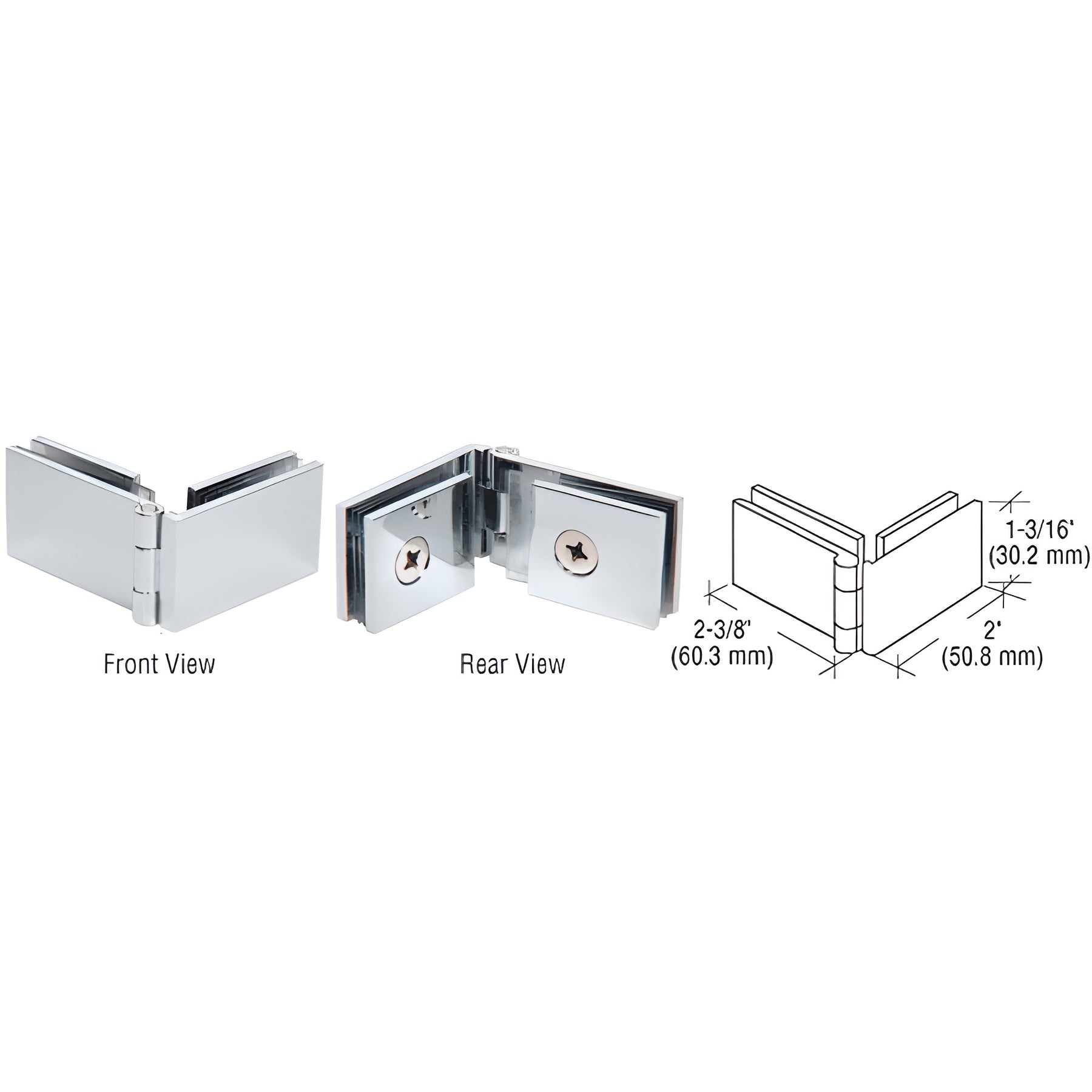 CRL Chrome 90 Degree Glass-to-Glass Showcase Hinge