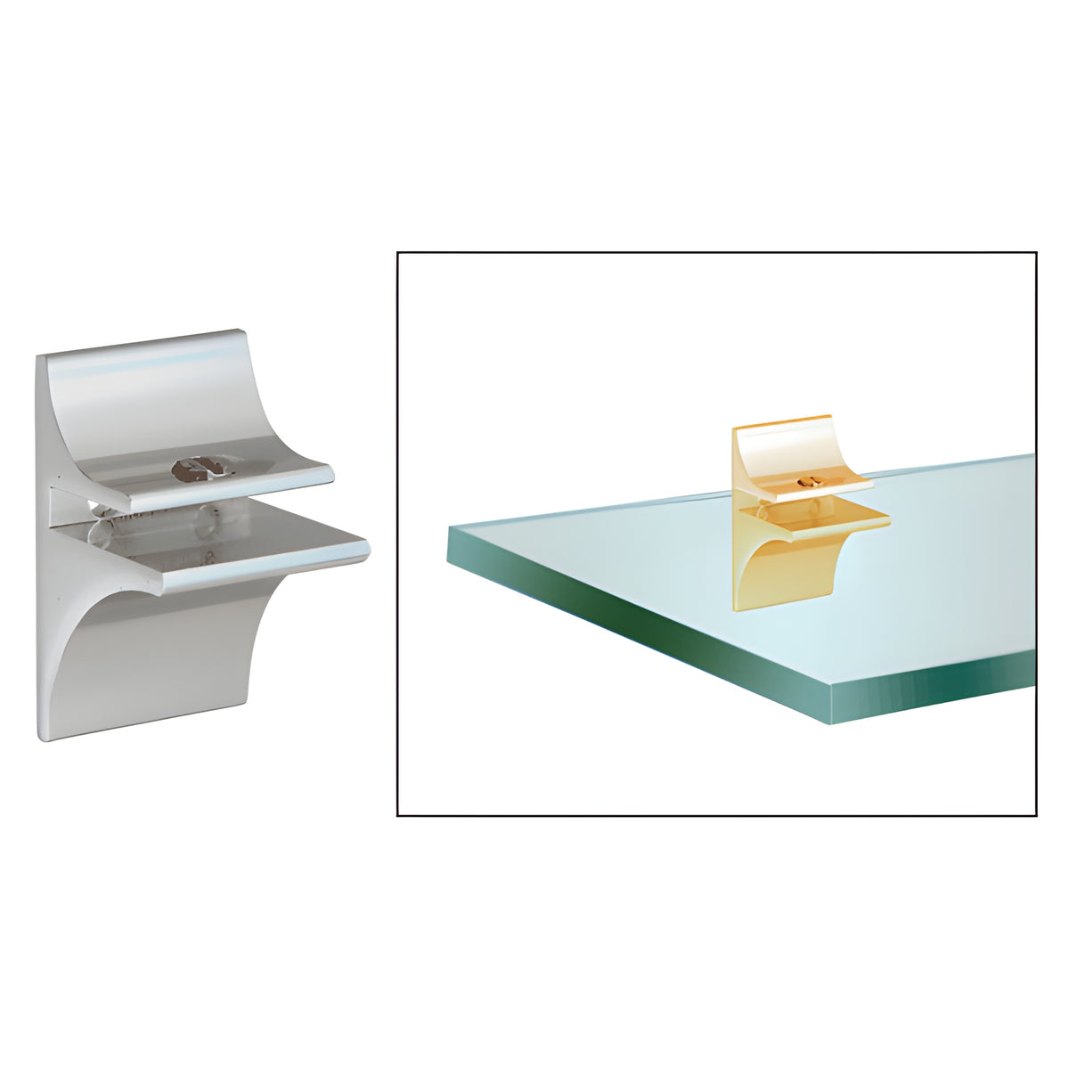 CRL Chrome Anodized Aluminum Display Shelf Bracket for 3/16" to 1/4" Glass