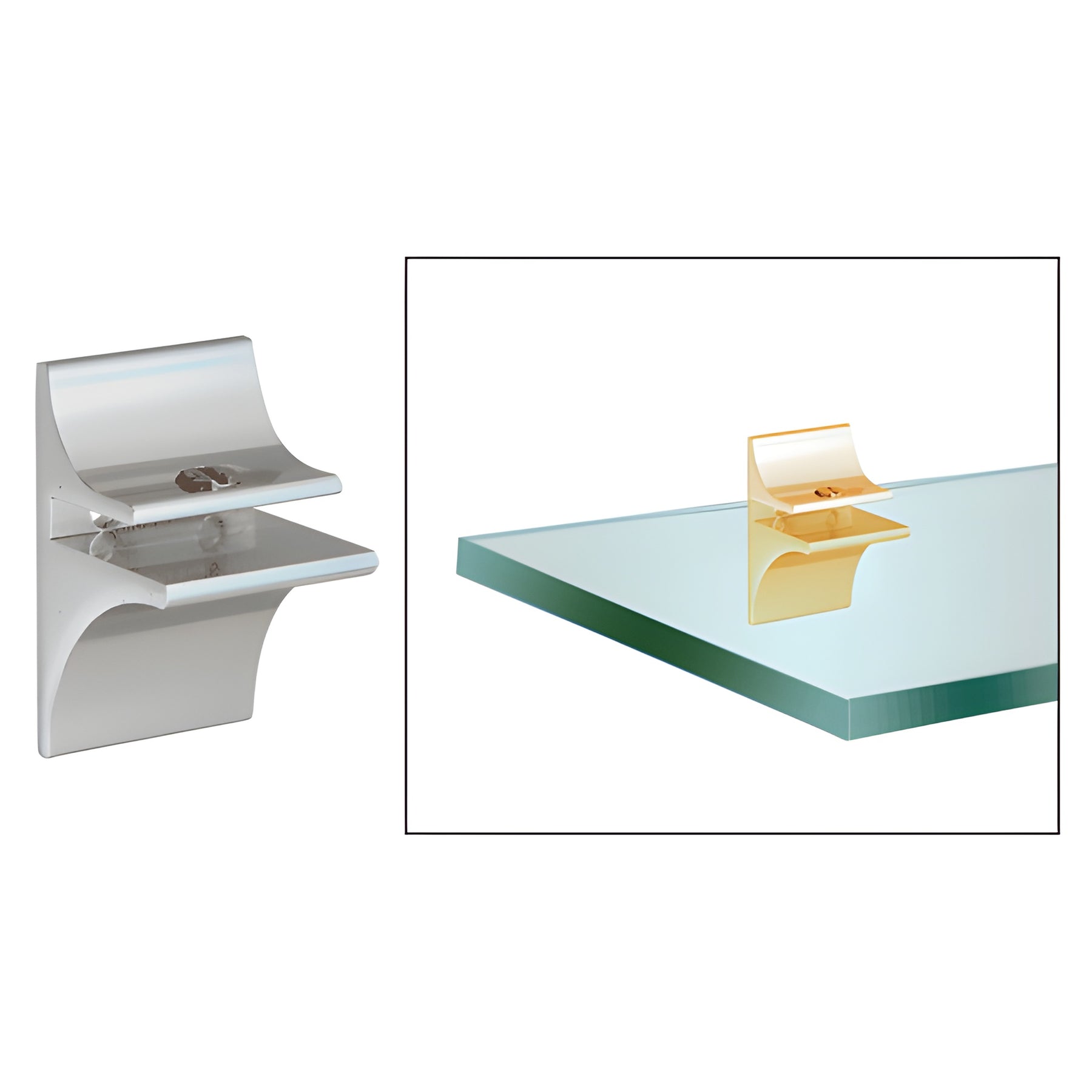 CRL Chrome Anodized Aluminum Display Shelf Bracket for 3/16" to 1/4" Glass